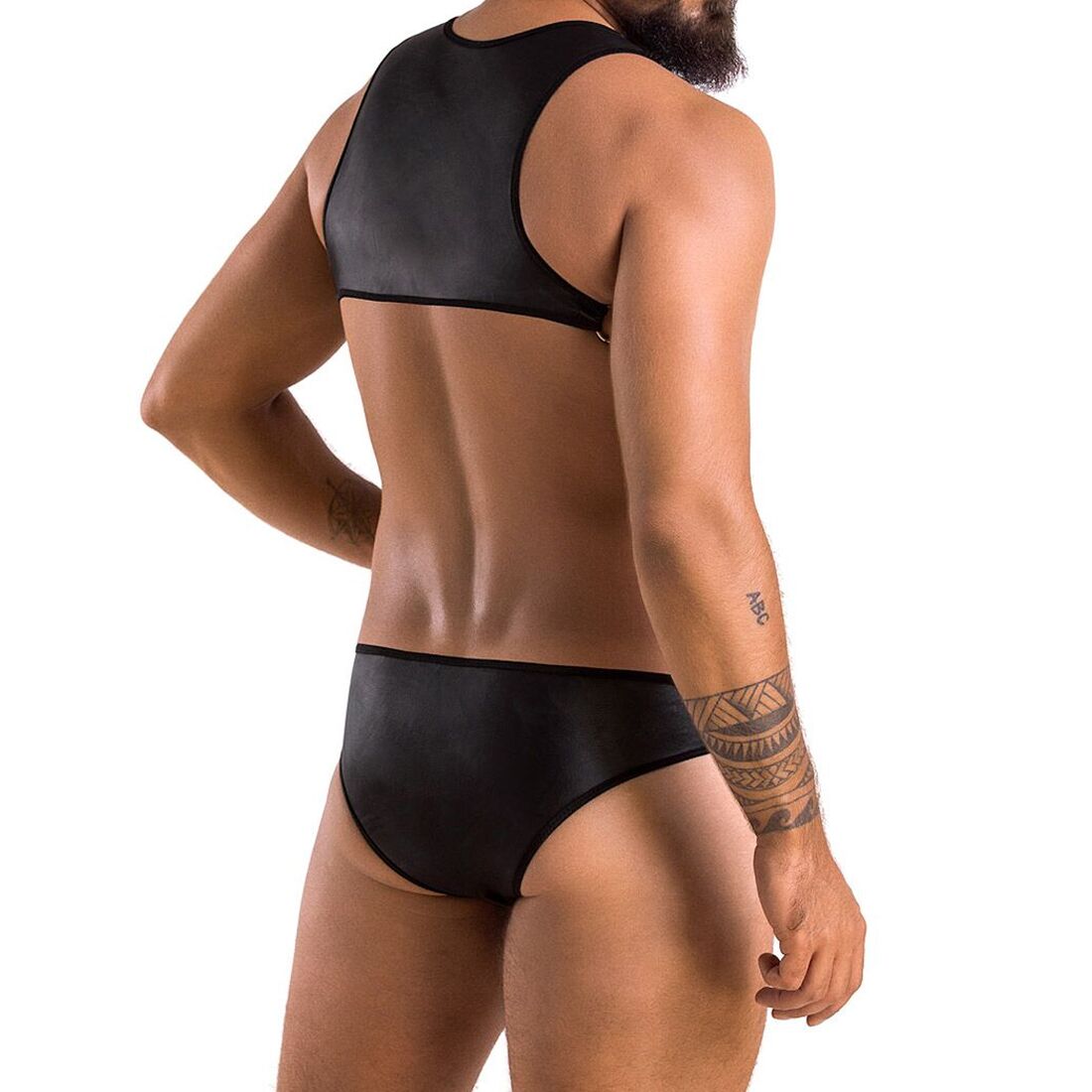 Чоловіче шкіряне боді Passion Adam XXL/XXXL, чорне, заклепки