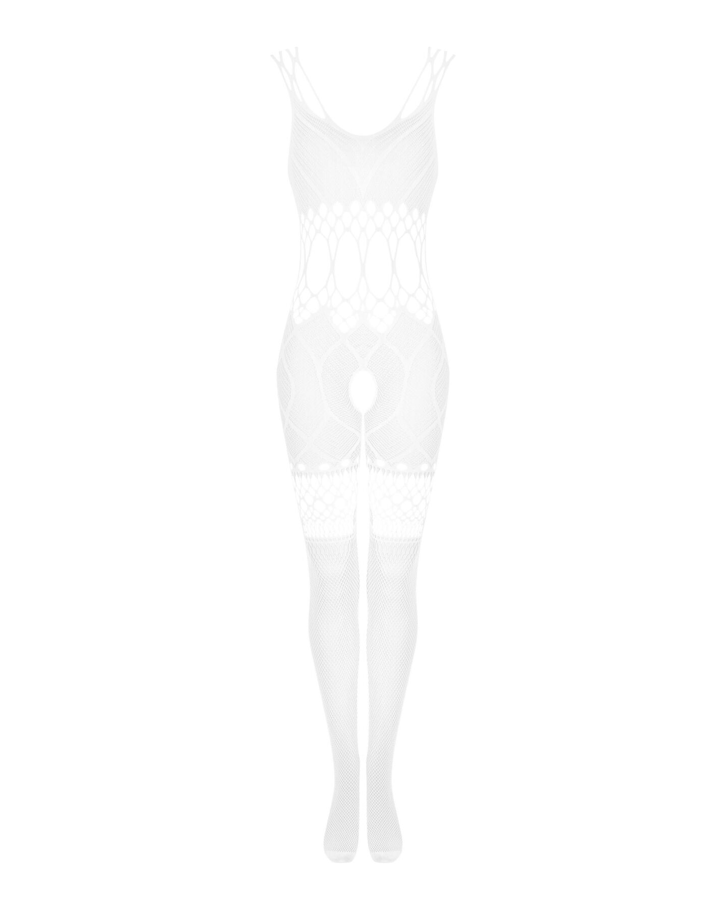 Сітчастий бодістокінг Obsessive G330 XL/XXL, білий, з доступом