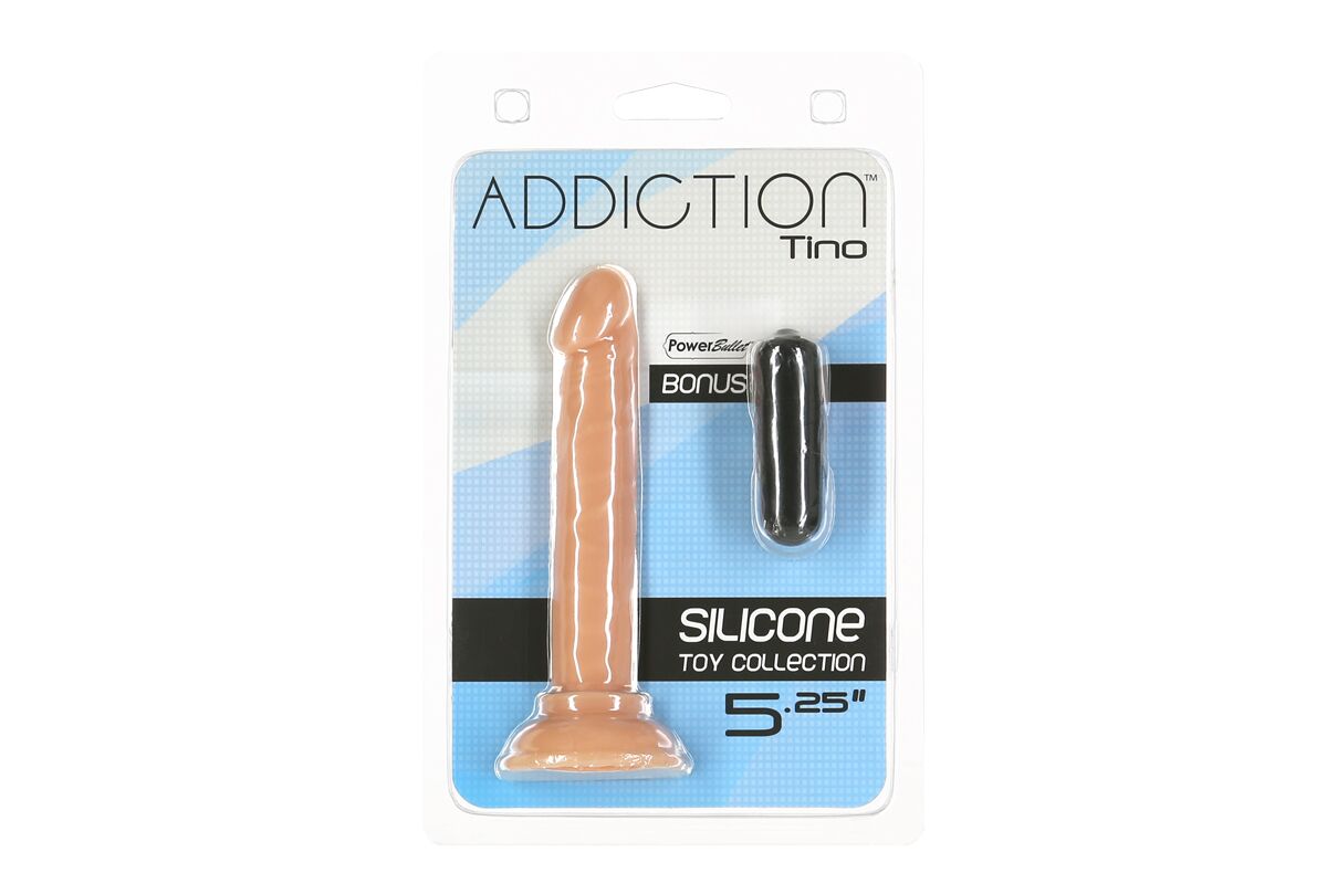 Фалоімітатор ADDICTION Tino 5.25″ з присоскою та віброкулею