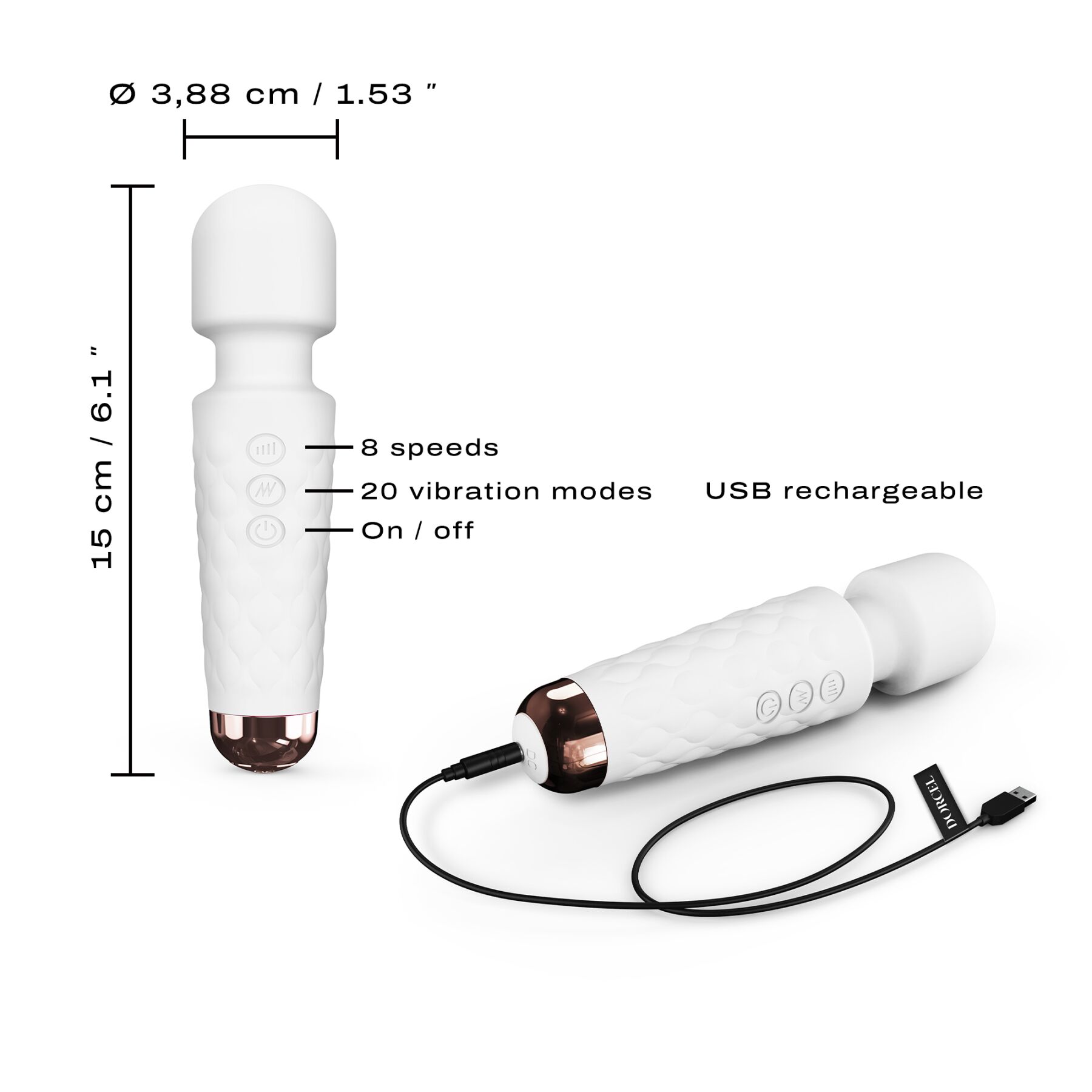 Мінівібромасажер Dorcel Wand Mini Wanderful White, водонепроникний