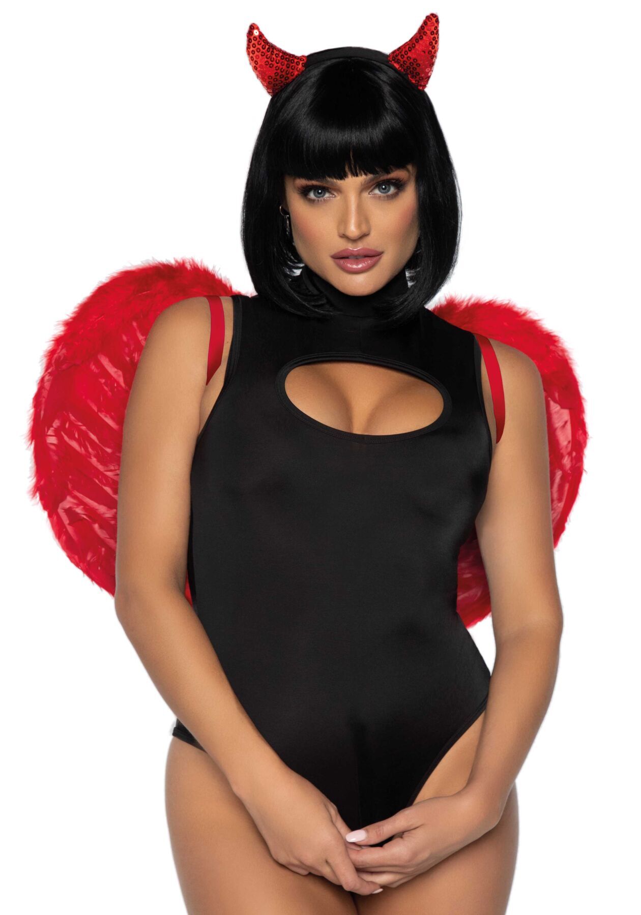 Leg Avenue Devil Wings Red з натурального пір'я марабу