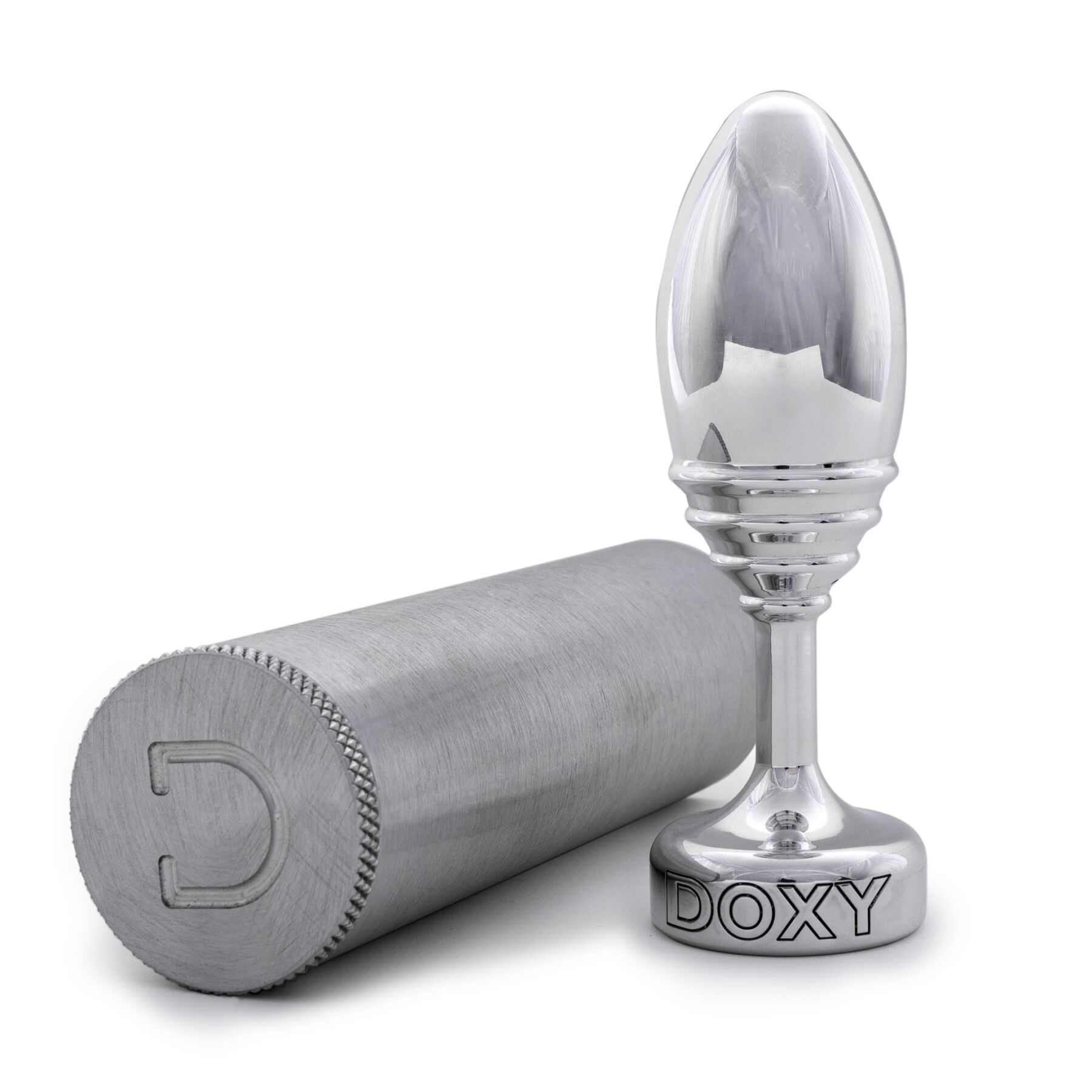 Металева анальна пробка DOXY Butt Plug RIBBED, 3,3 см діаметр