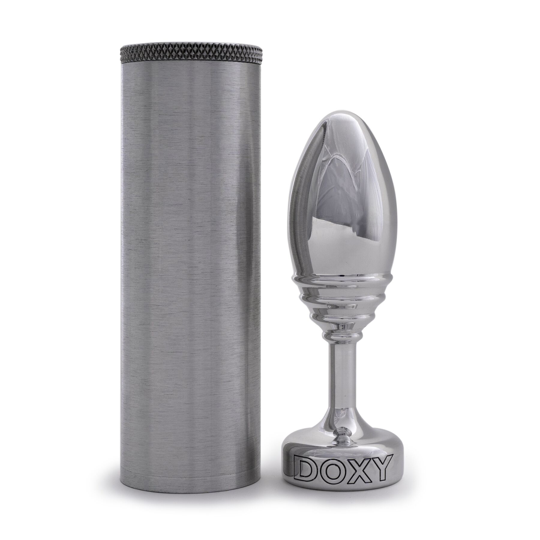 Металева анальна пробка DOXY Butt Plug RIBBED, 3,3 см діаметр