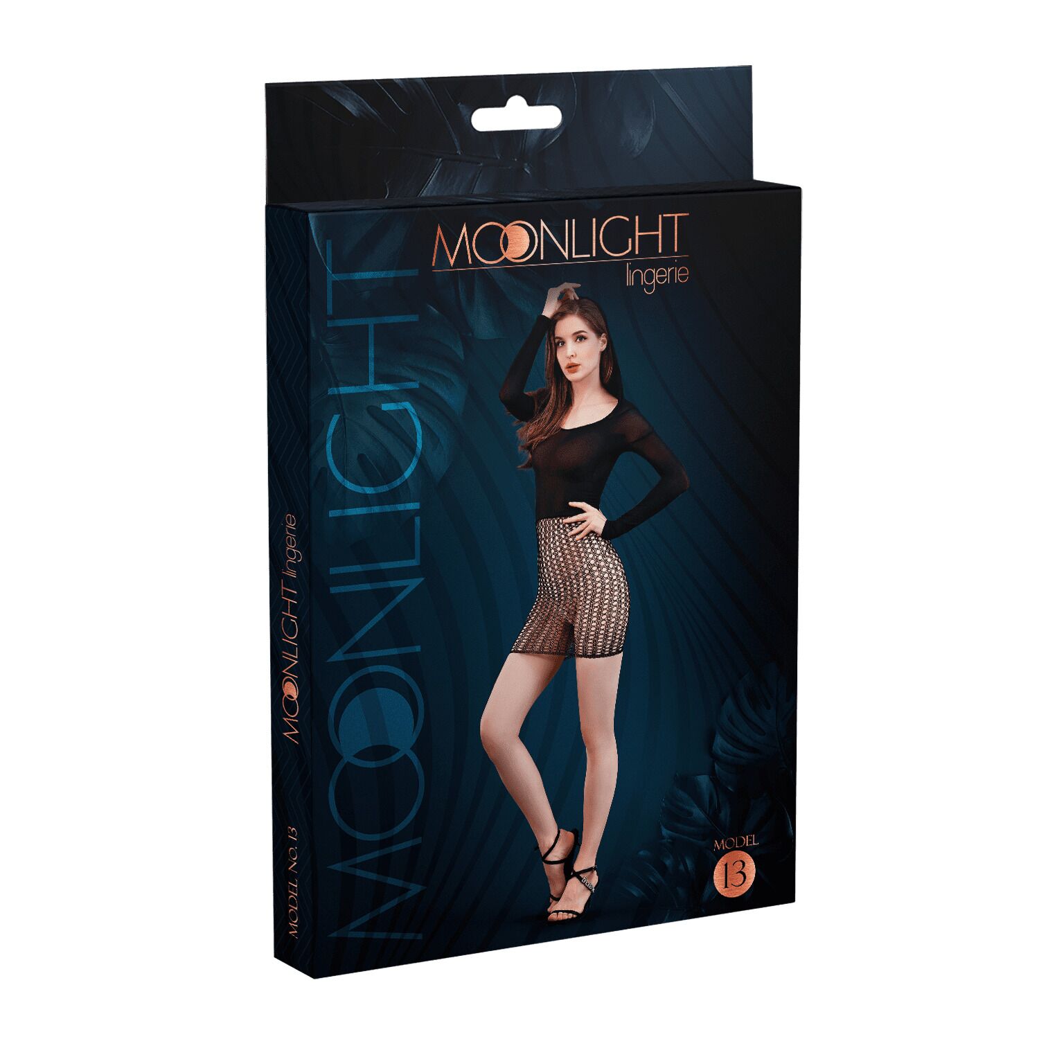 Еротична сукня Moonlight Model 13 з довгим рукавом, чорна