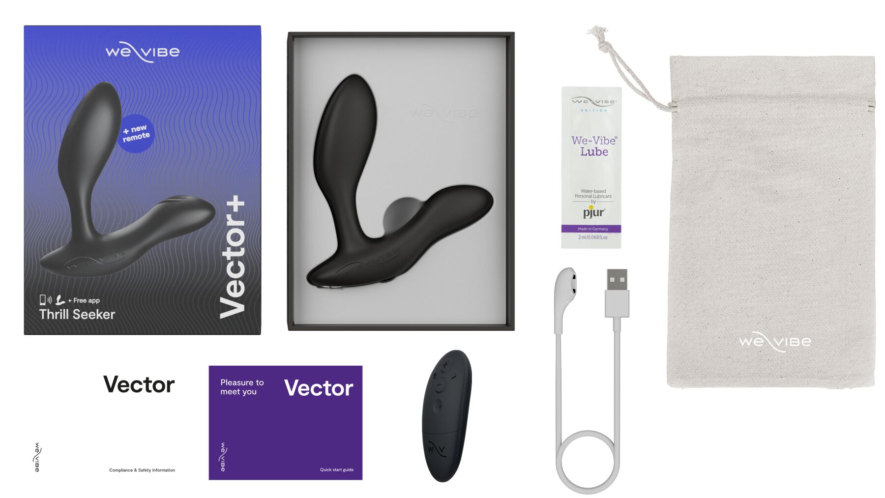 Смарт-вібромасажер We-Vibe Vector+ з пультом ДК, чорний
