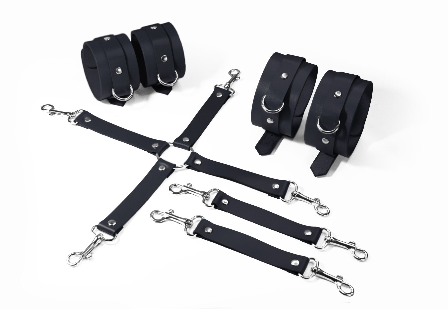 Комплект Feral Feelings BDSM Kit 3 Black: наручники, поножі, хрестовина