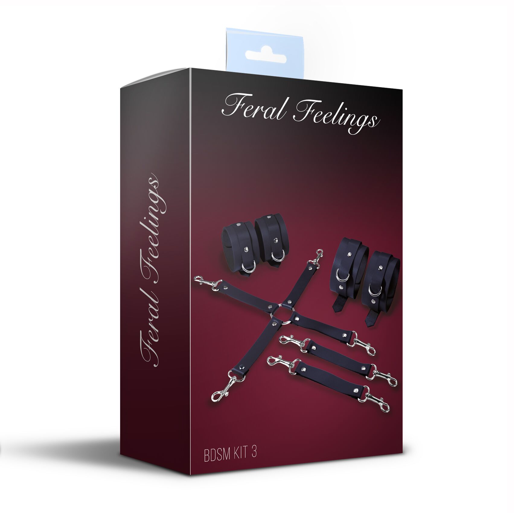 Комплект Feral Feelings BDSM Kit 3 Black: наручники, поножі, хрестовина