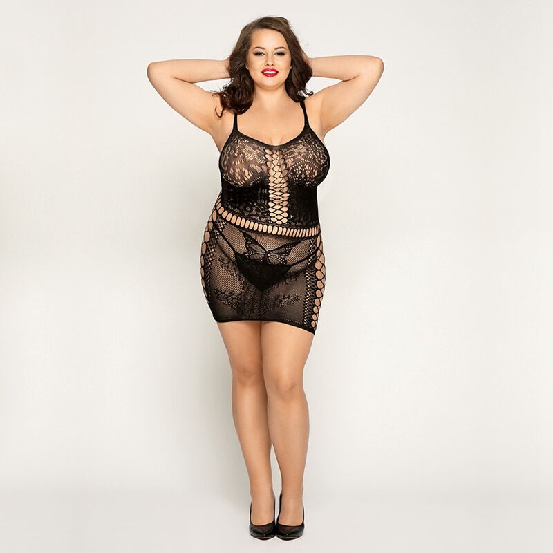 Чорна сітчаста сукня з метеликами JSY Plus Size