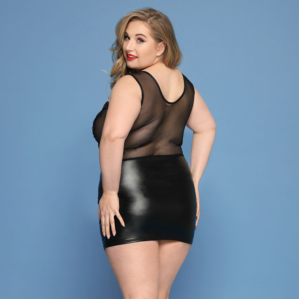 Елегантна сукня JSY «Леді Софія» Plus Size, чорна, сітка, вишивка