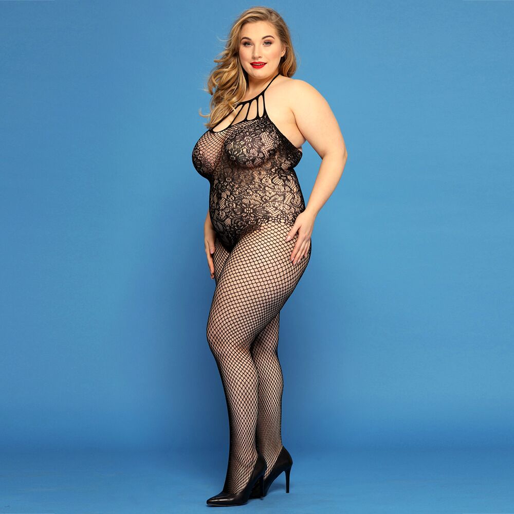 Сітчастий бодістокінг JSY "Відверта Мадлен" Plus Size, Black