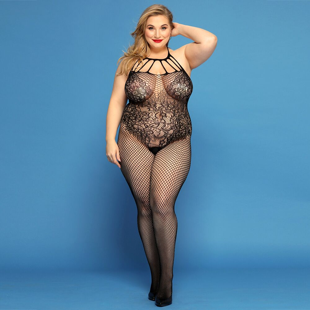 Сітчастий бодістокінг JSY "Відверта Мадлен" Plus Size, Black
