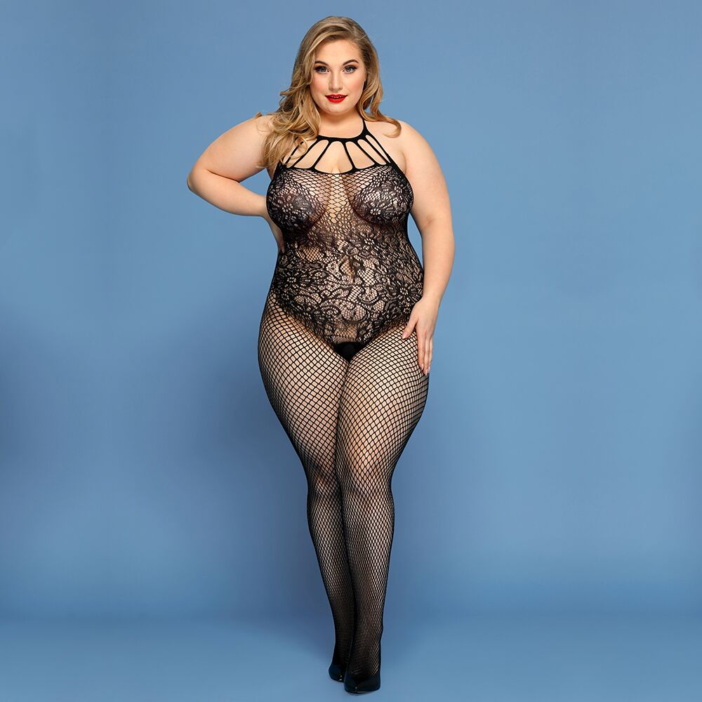 Сітчастий бодістокінг JSY "Відверта Мадлен" Plus Size, Black