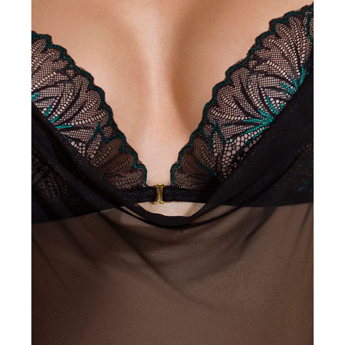 Сорочка Passion DELIENA CHEMISE з мереживом і стрінгами L/XL