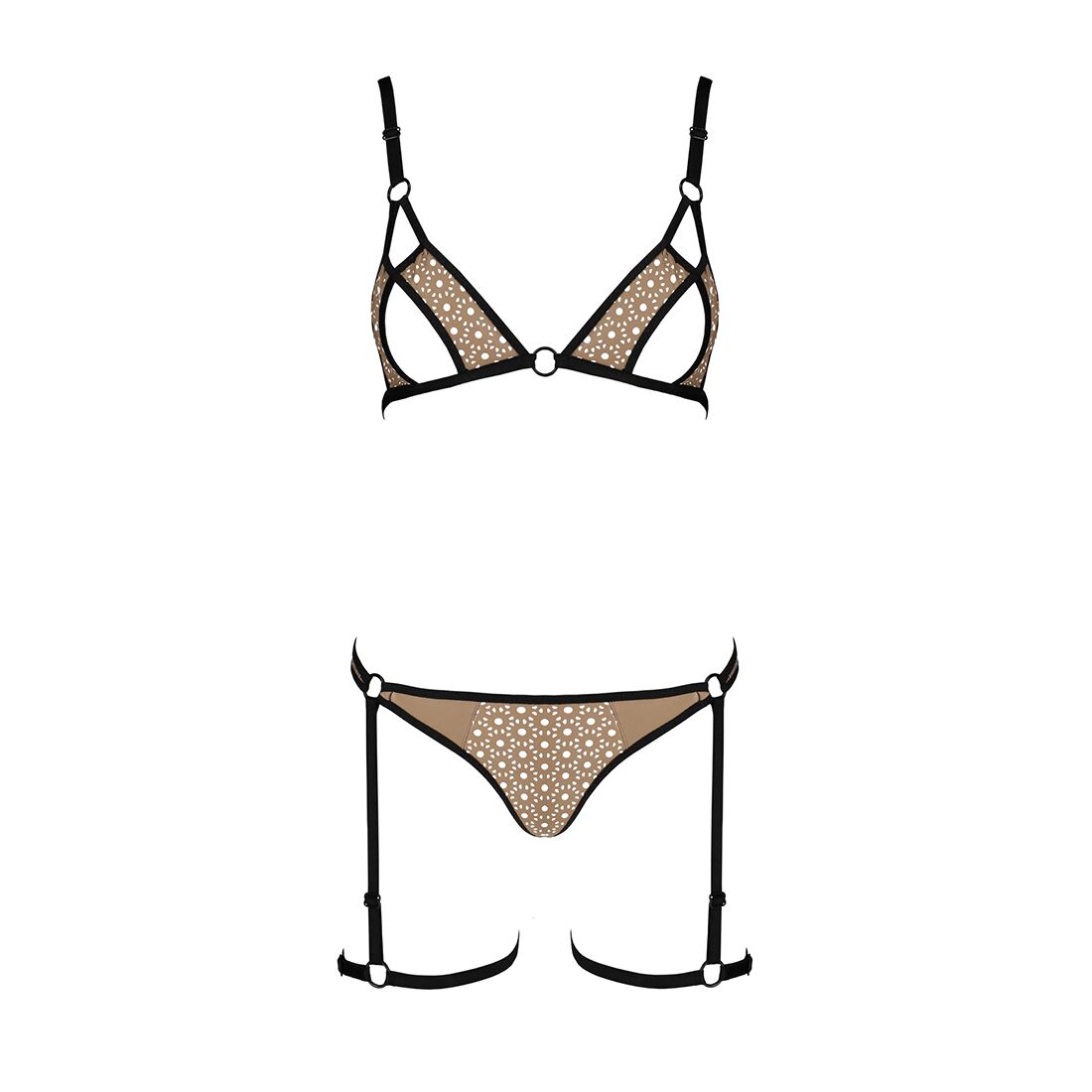 Еротичний комплект білизни Passion GABI SET L/XL, бежевий