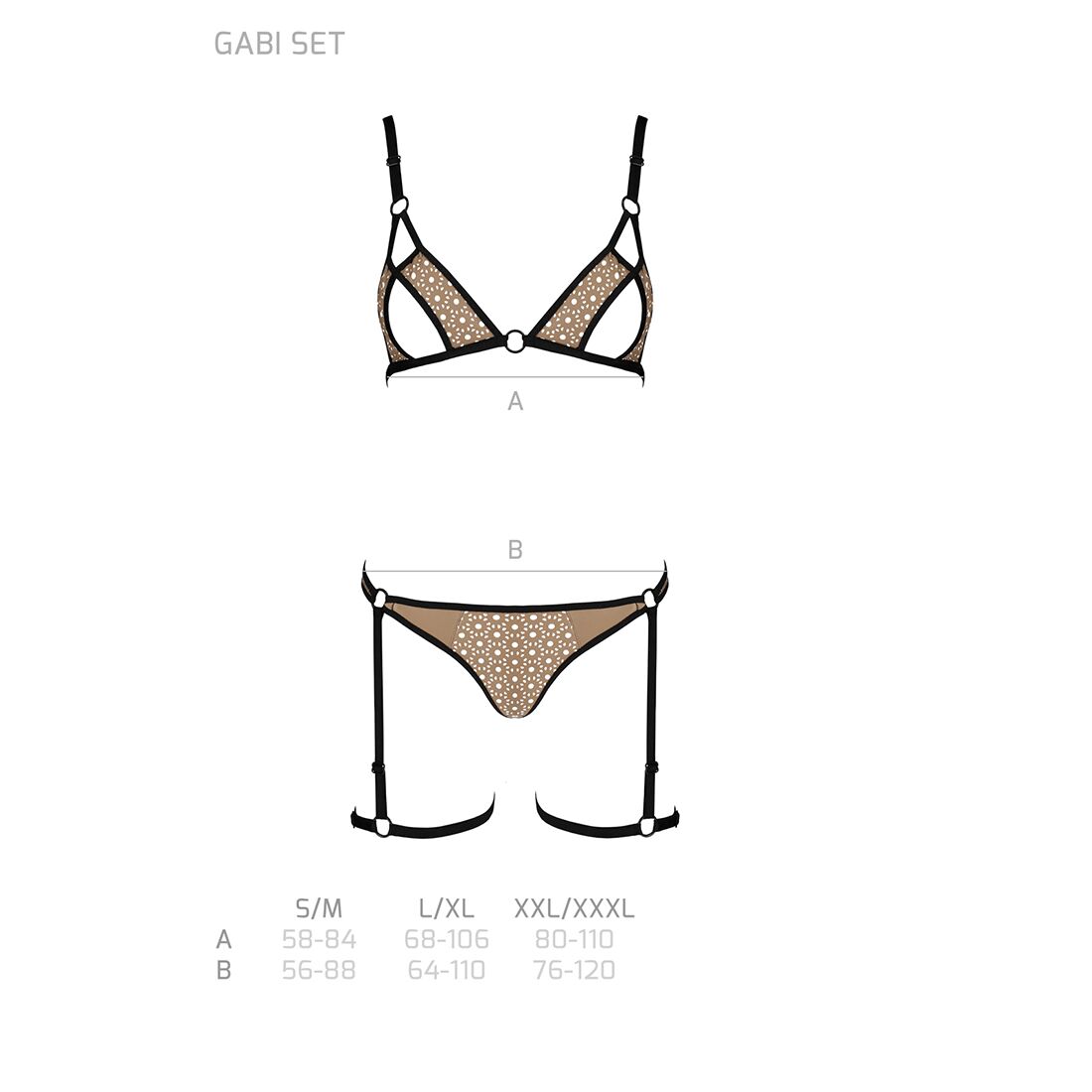 Елегантний комплект білизни GABI SET XXL/XXXL Beige з гартерами