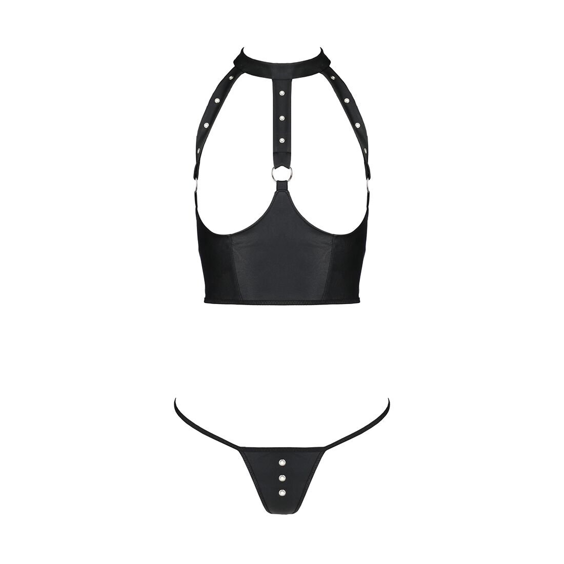 Комплект білизни Passion GENEVIA з відкритим бюстом, чорний S/M