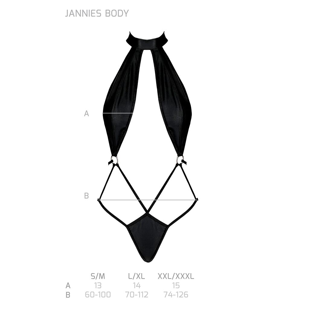 Боді-халтер з екошкіри Passion JANNIES BODY L/XL чорний