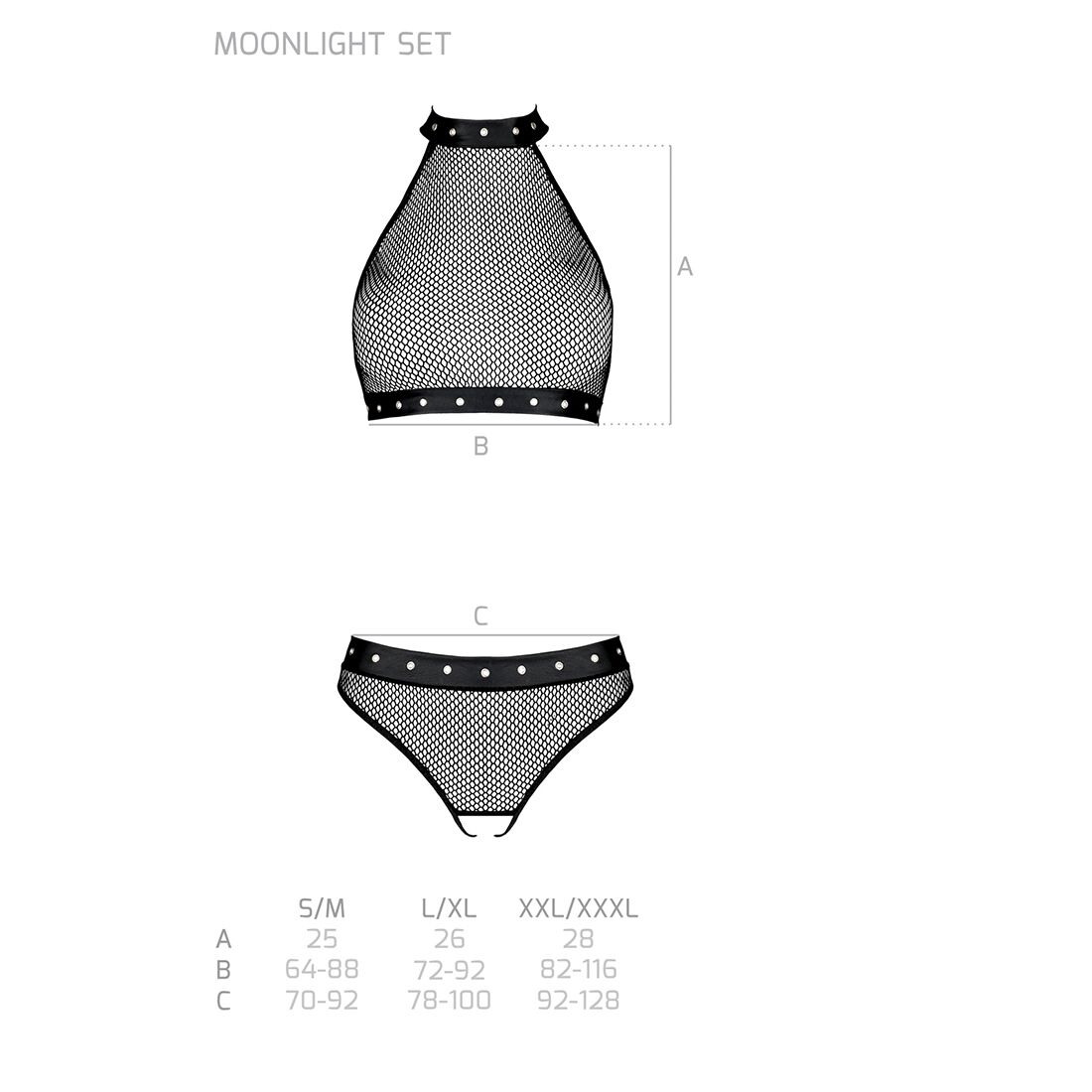 Passion MOONLIGHT SET L/XL Black Білизна з Відкритим Доступом