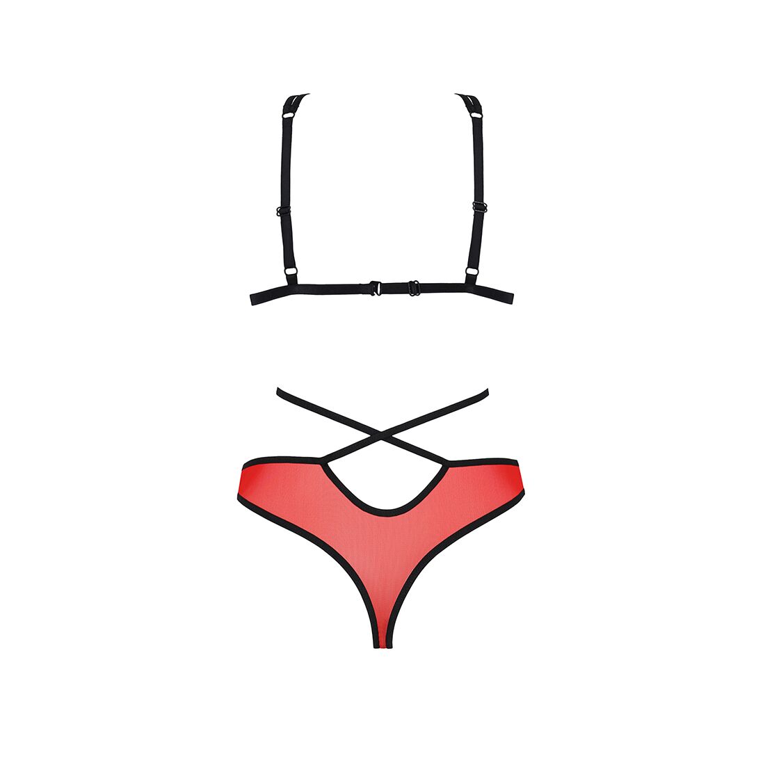 Комплект білизни Passion PEONIA SET S/M red - бра і трусики