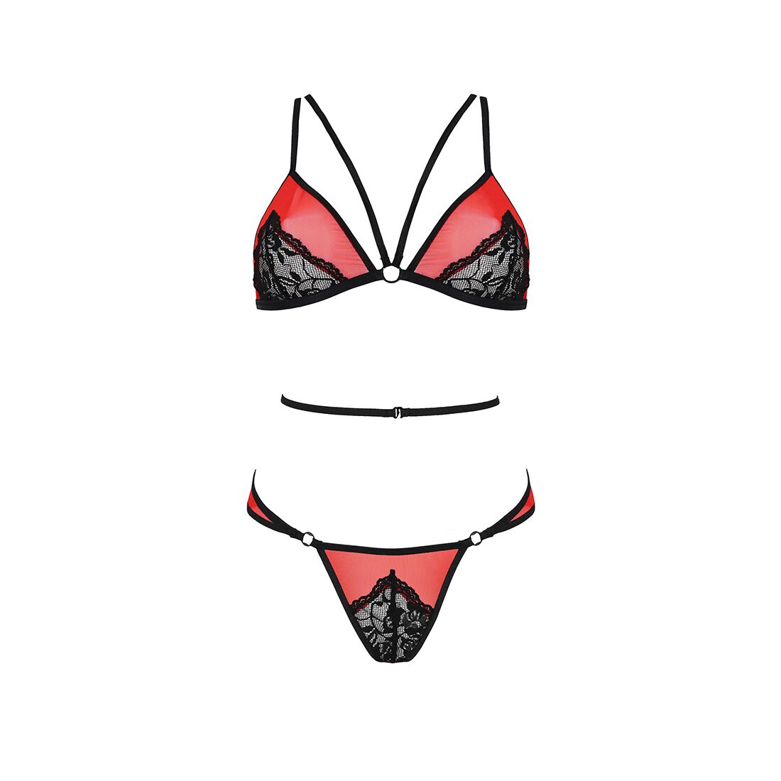 Комплект білизни Passion PEONIA SET XXL/XXXL червоний