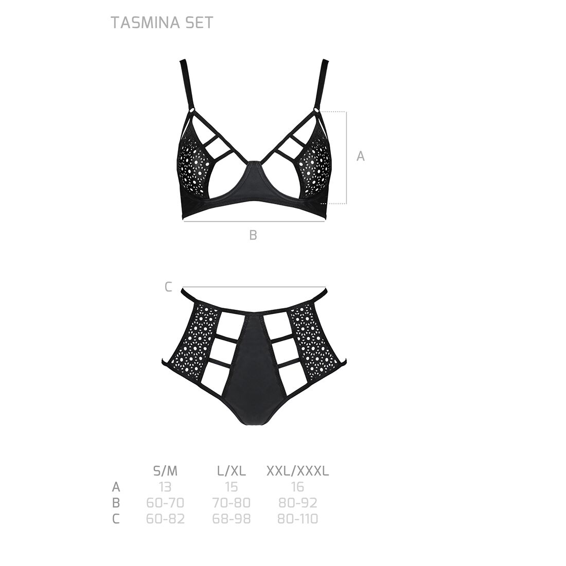Passion TASMINA SET L/XL Black Lace Lingerie Set