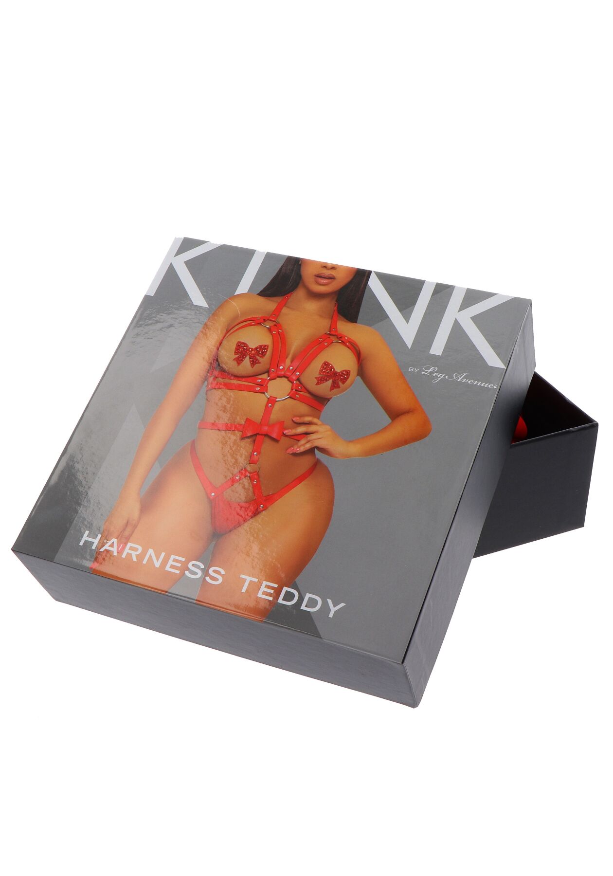 Портупея-тедді з ременів Leg Avenue Studded O-ring L Red, екошкіра
