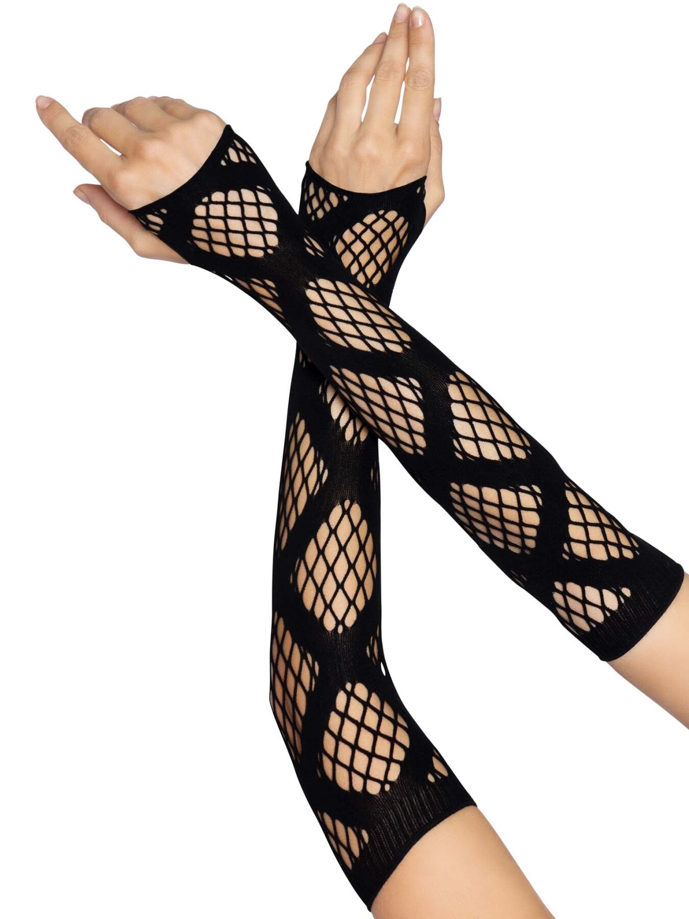 Довгі мітенки Leg Avenue Faux wrap net, чорні, один розмір