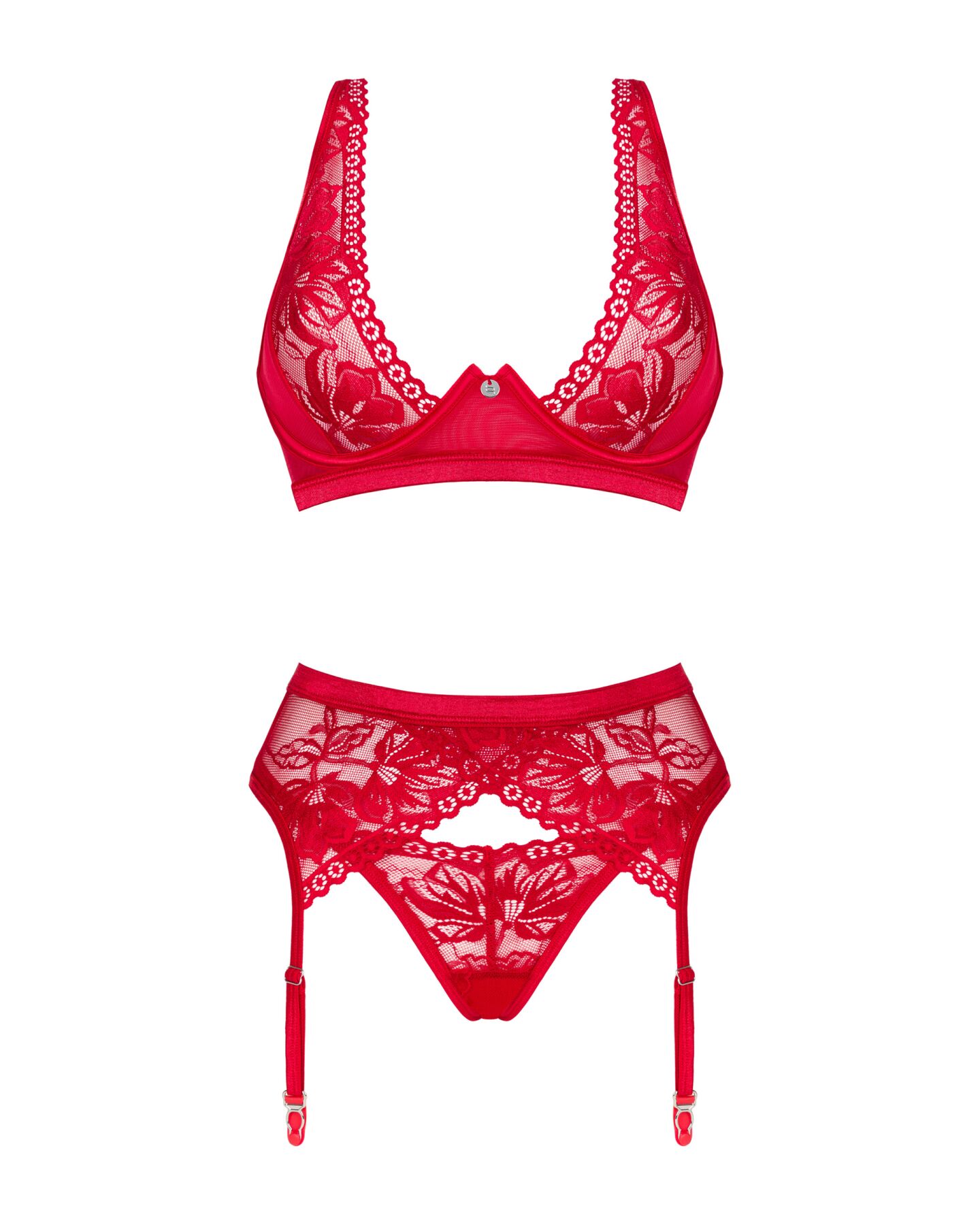 Комплект білизни Obsessive Lacelove 3pcs Red XS/S