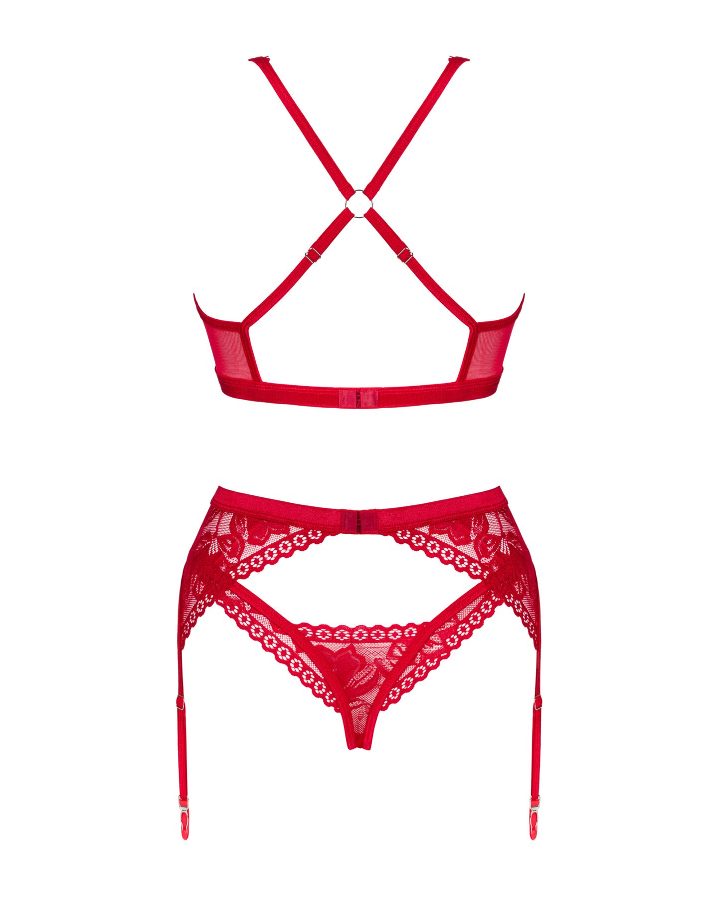 Комплект білизни Obsessive Lacelove 3-pcs M/L Red