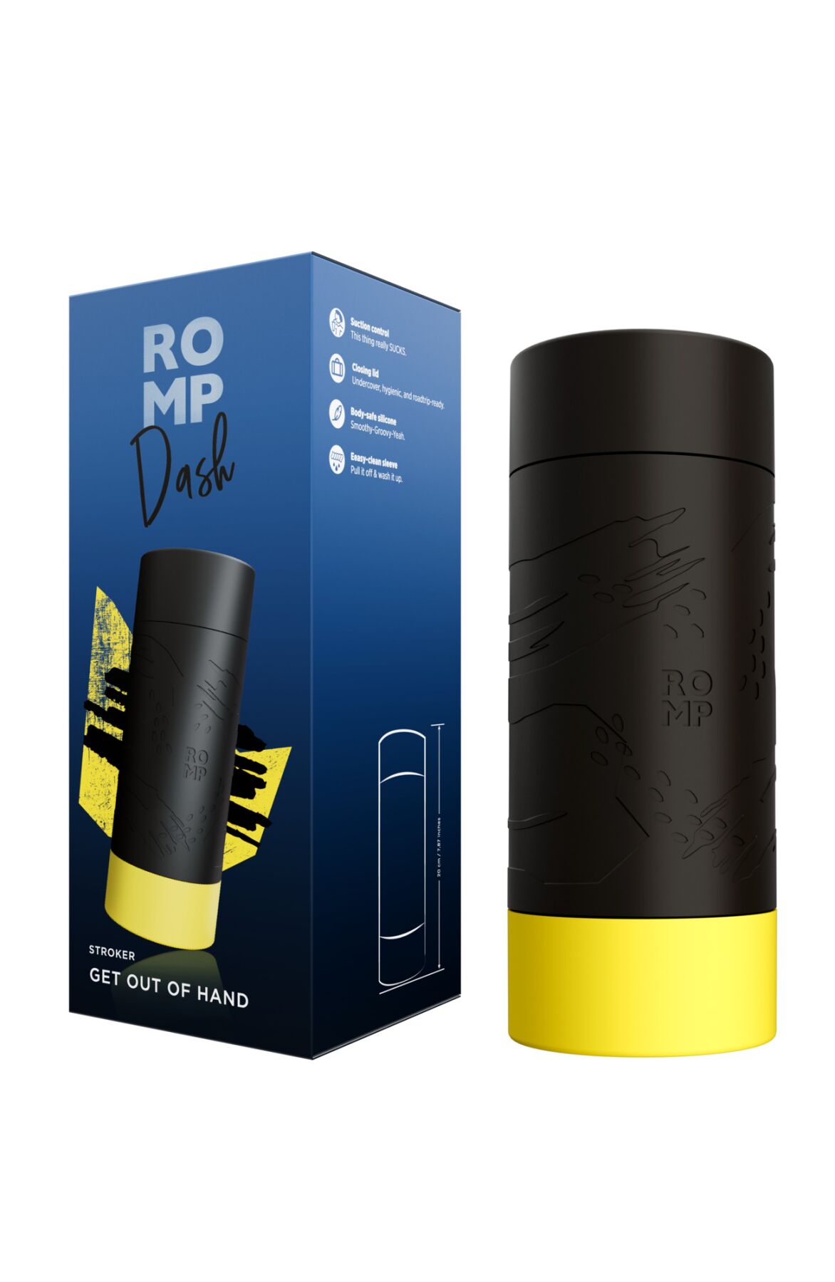 Мастурбатор Romp Dash Black з ефектом вакууму, багатий текстурою