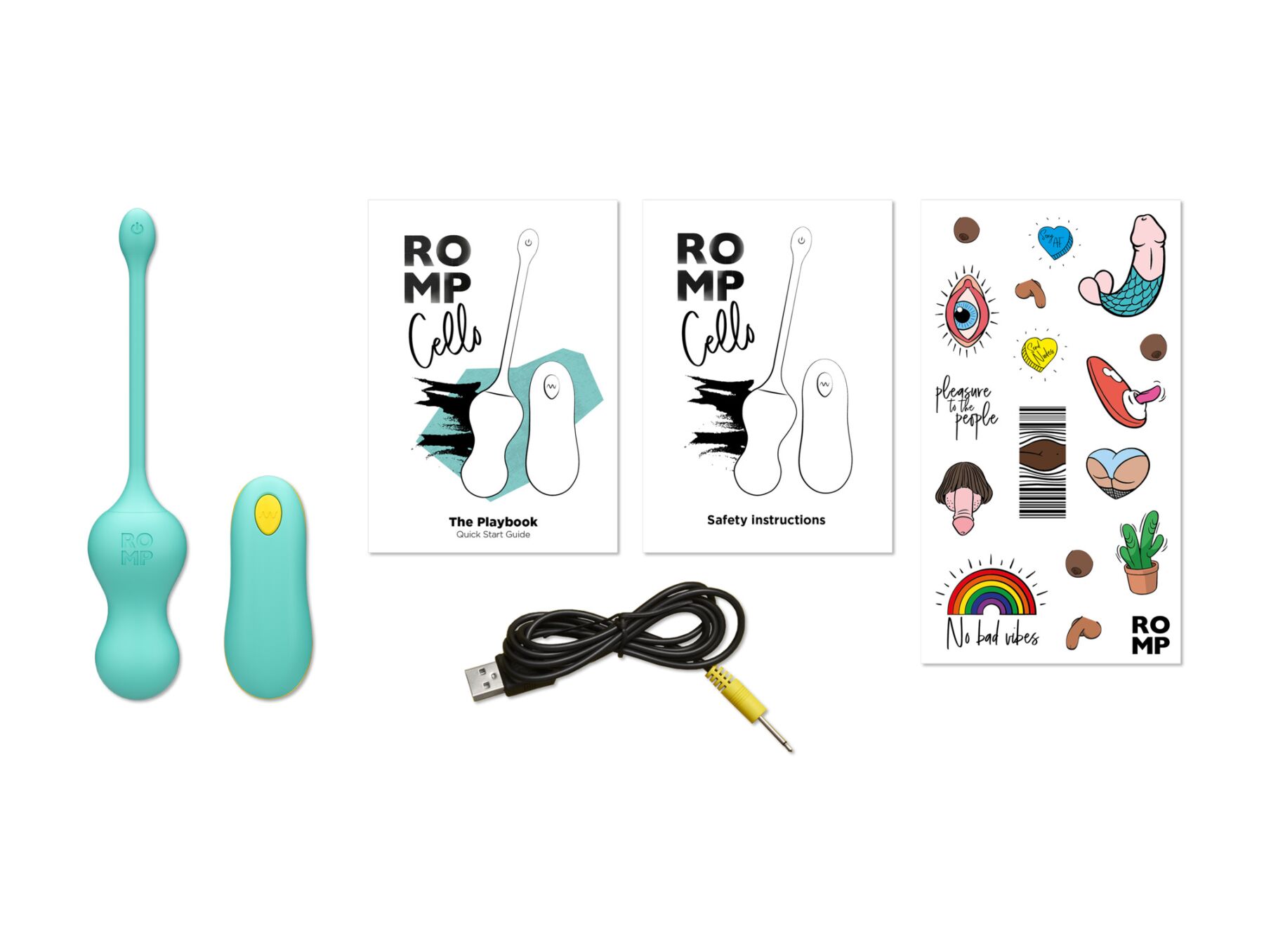 Віброяйце для точки G з пультом керування Romp Cello Light Teal, водонепроникне