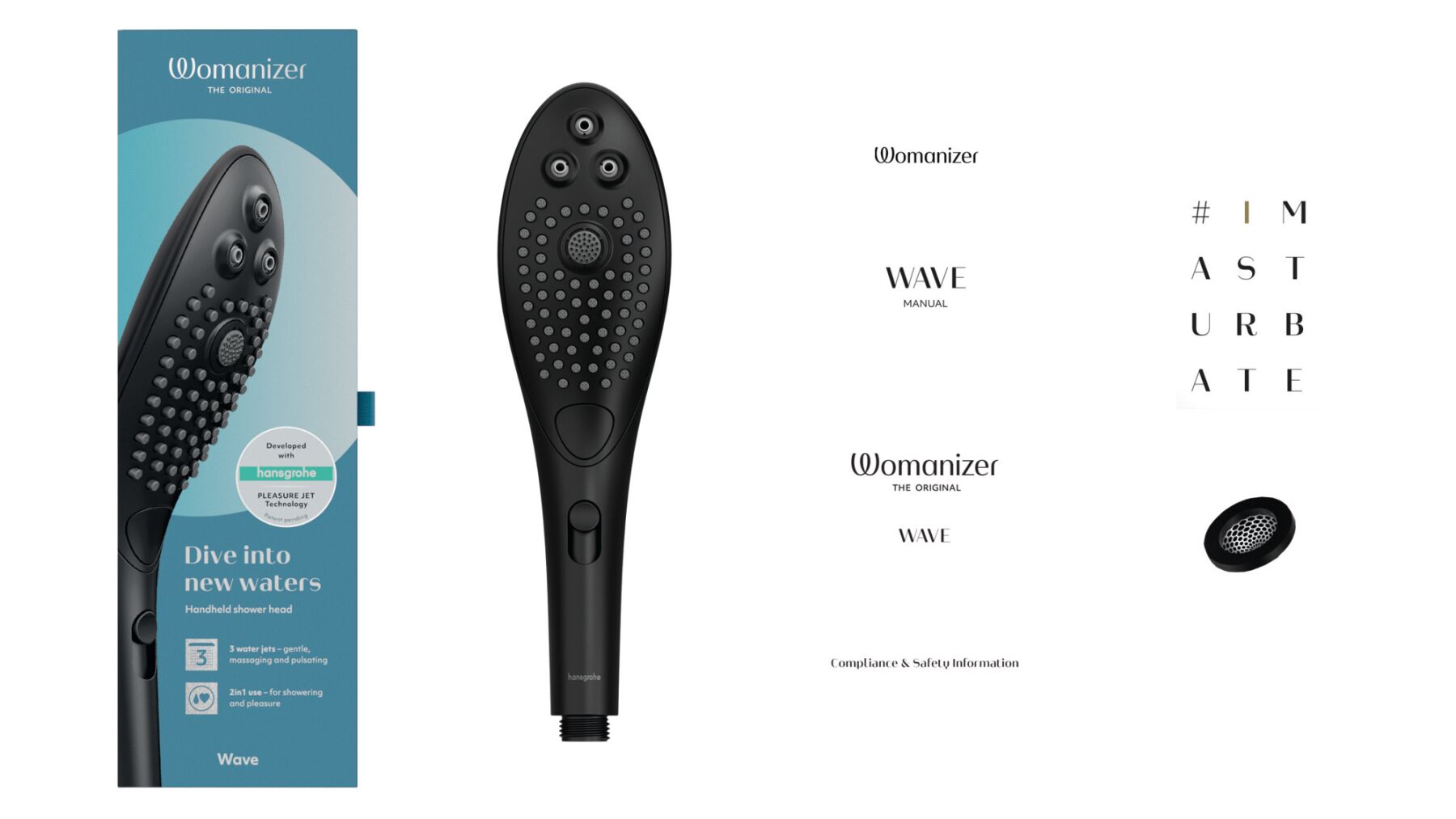 Насадка-стимулятор для душу Womanizer Wave Black, 2в1 масажер