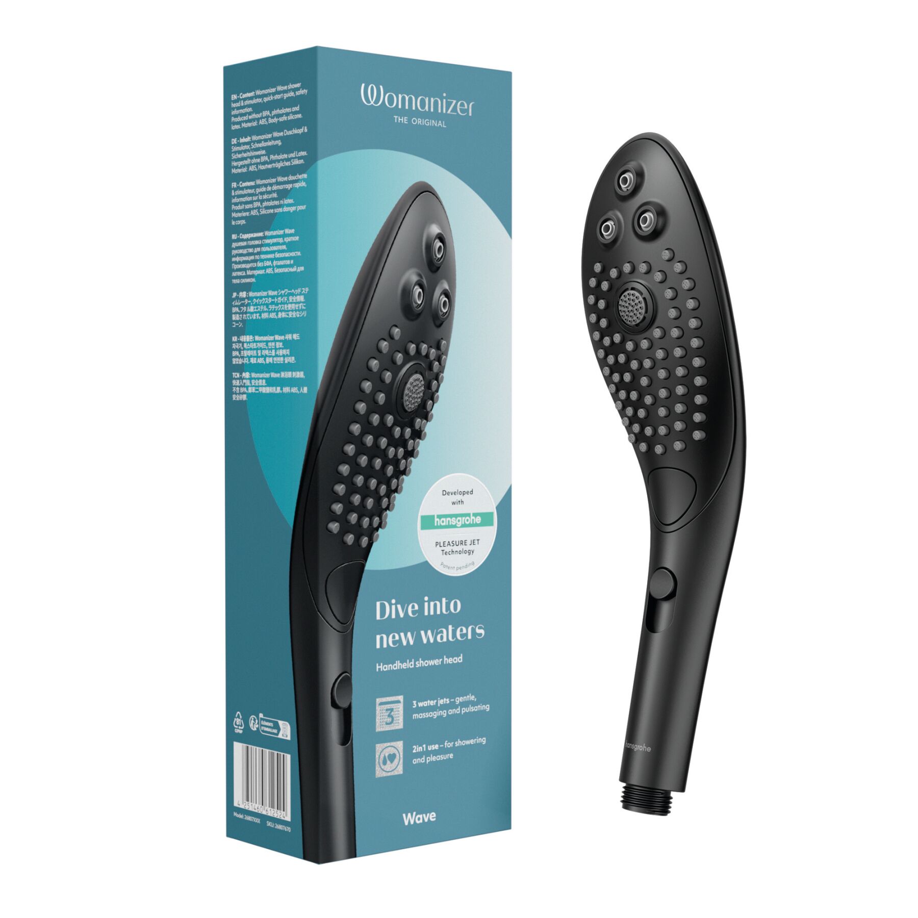 Насадка-стимулятор для душу Womanizer Wave Black, 2в1 масажер