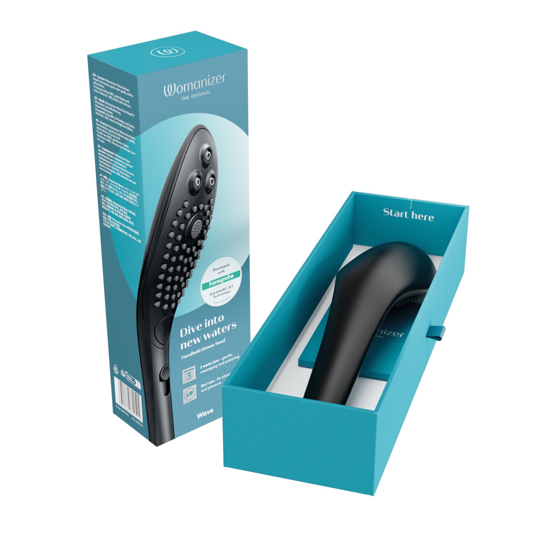 Насадка-стимулятор для душу Womanizer Wave Black, 2в1 масажер
