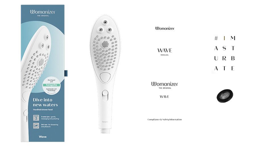 Womanizer Wave Білий, Насадка для Душу 2в1 з Інтимним Масажером
