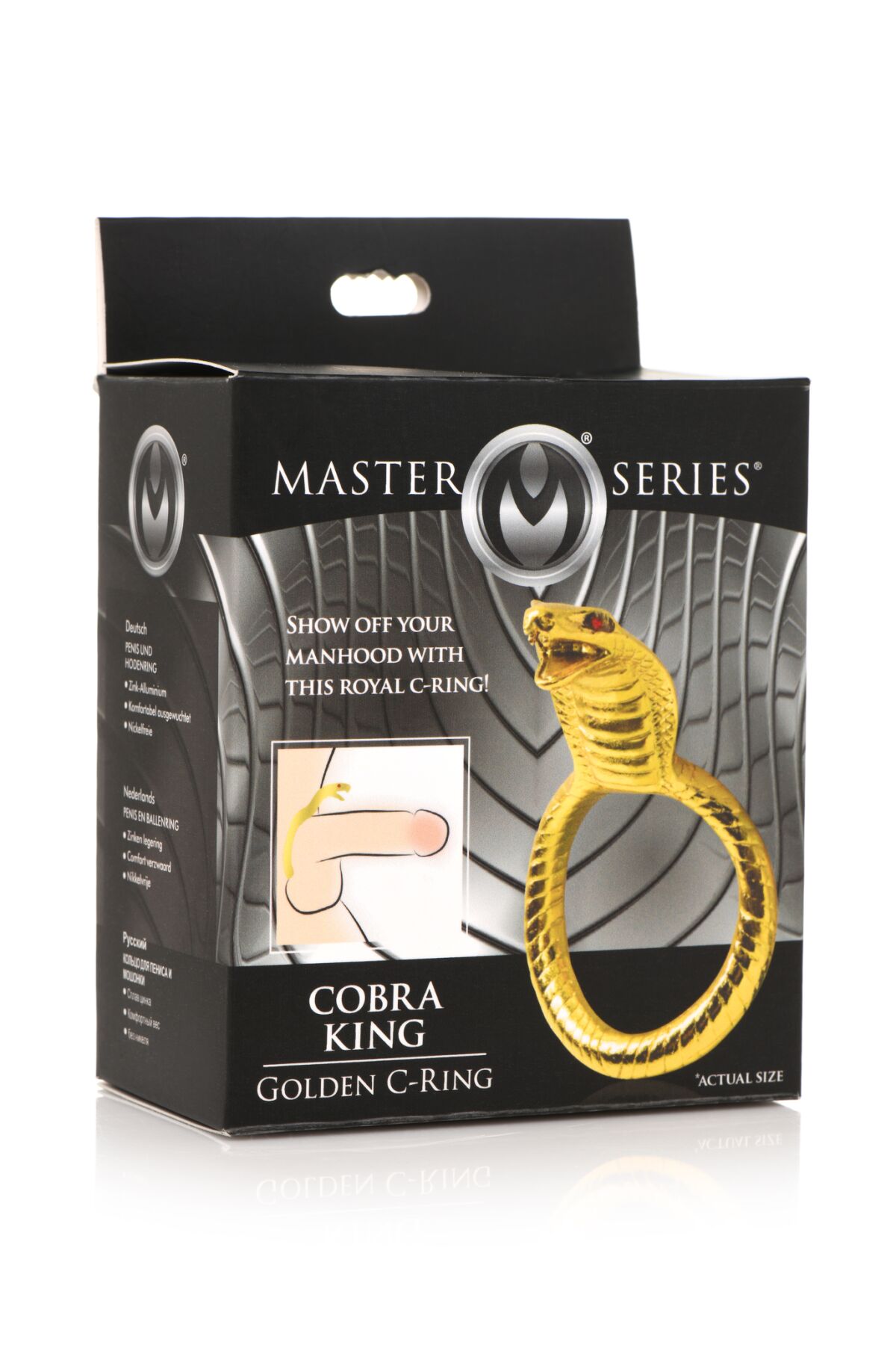 Елегантне кільце Master Series Cobra King Golden для інтимних ігор