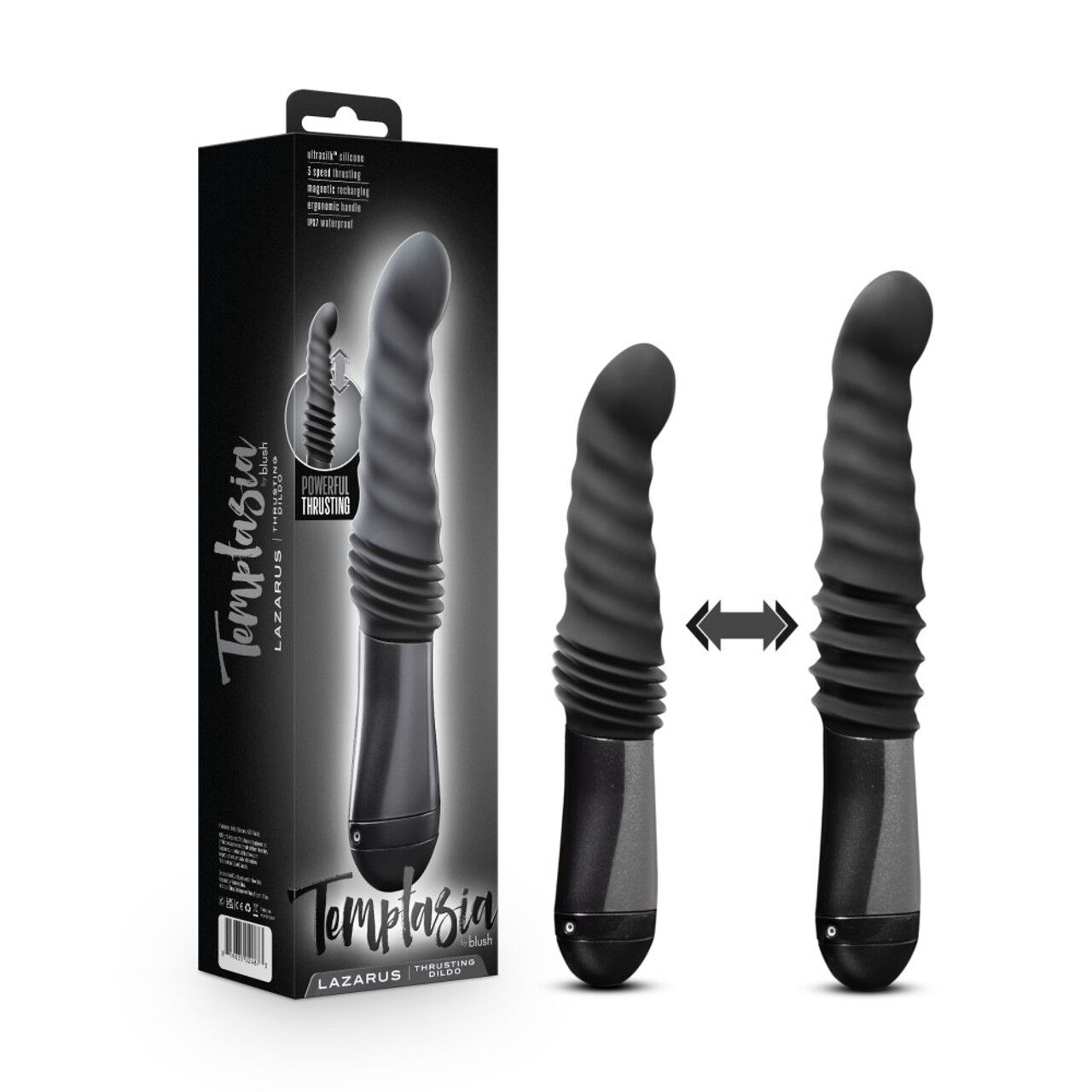 Blush Temptasia – Lazarus Thrusting Dildo, ребриста поверхня, 3 швидкості
