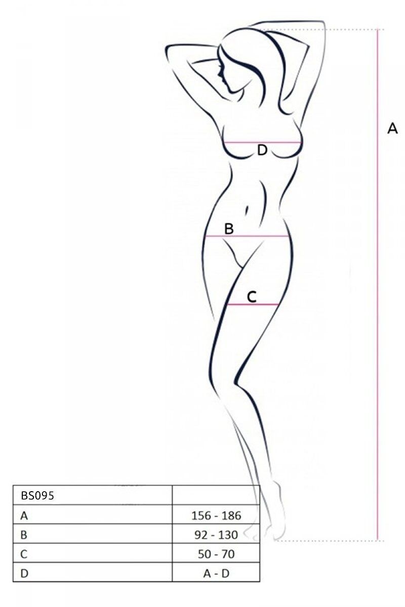 Бодістокінг з бретелями Passion BS095, чорний, One Size