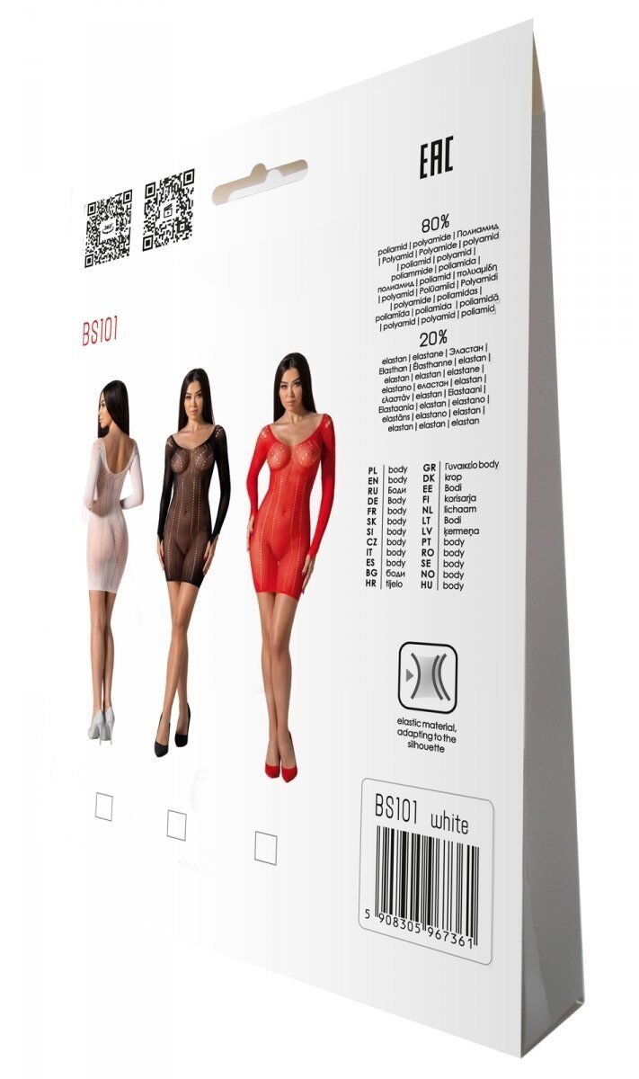 Елегантна напівпрозора мінісукня Passion BS101 One Size, біла