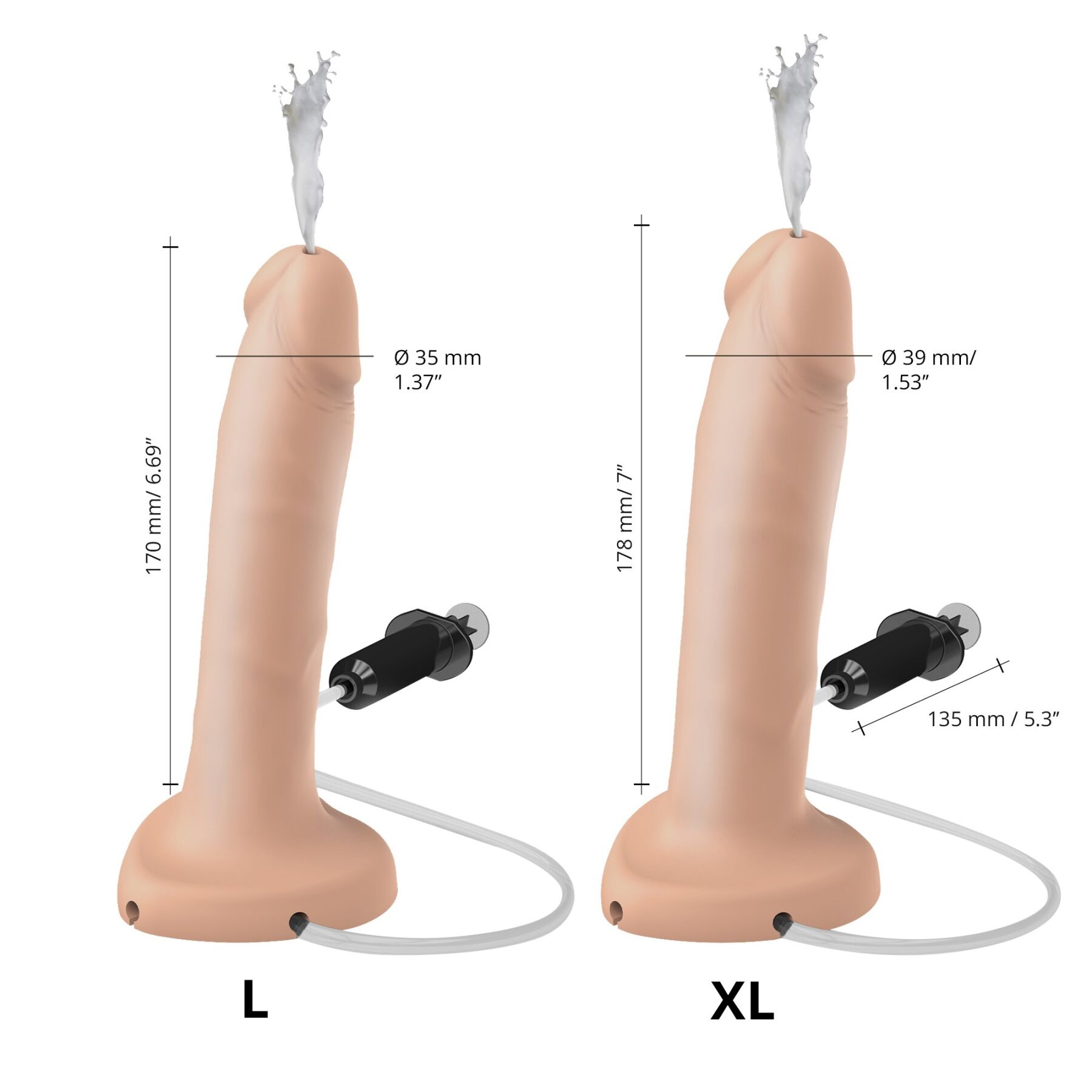 Фалоімітатор з функцією струменя Strap-On-Me, силікон, 3.9 см