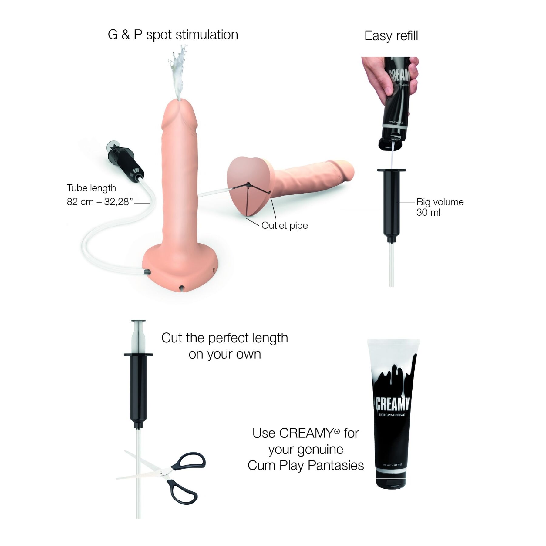 Фалоімітатор з функцією струменя Strap-On-Me, силікон, 3.9 см