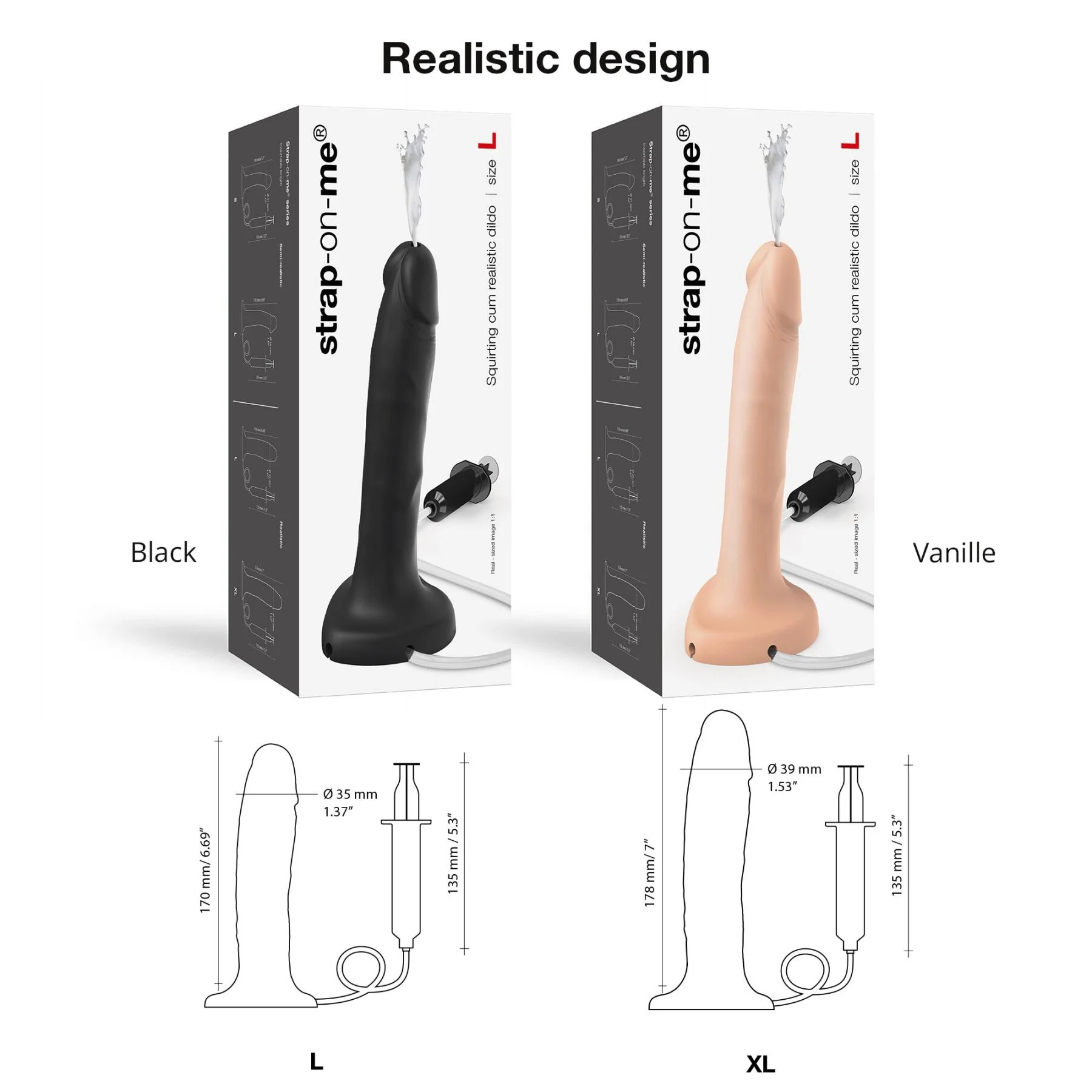 Фалоімітатор Strap-On-Me Squirting Cum Dildo, силікон, ванільний