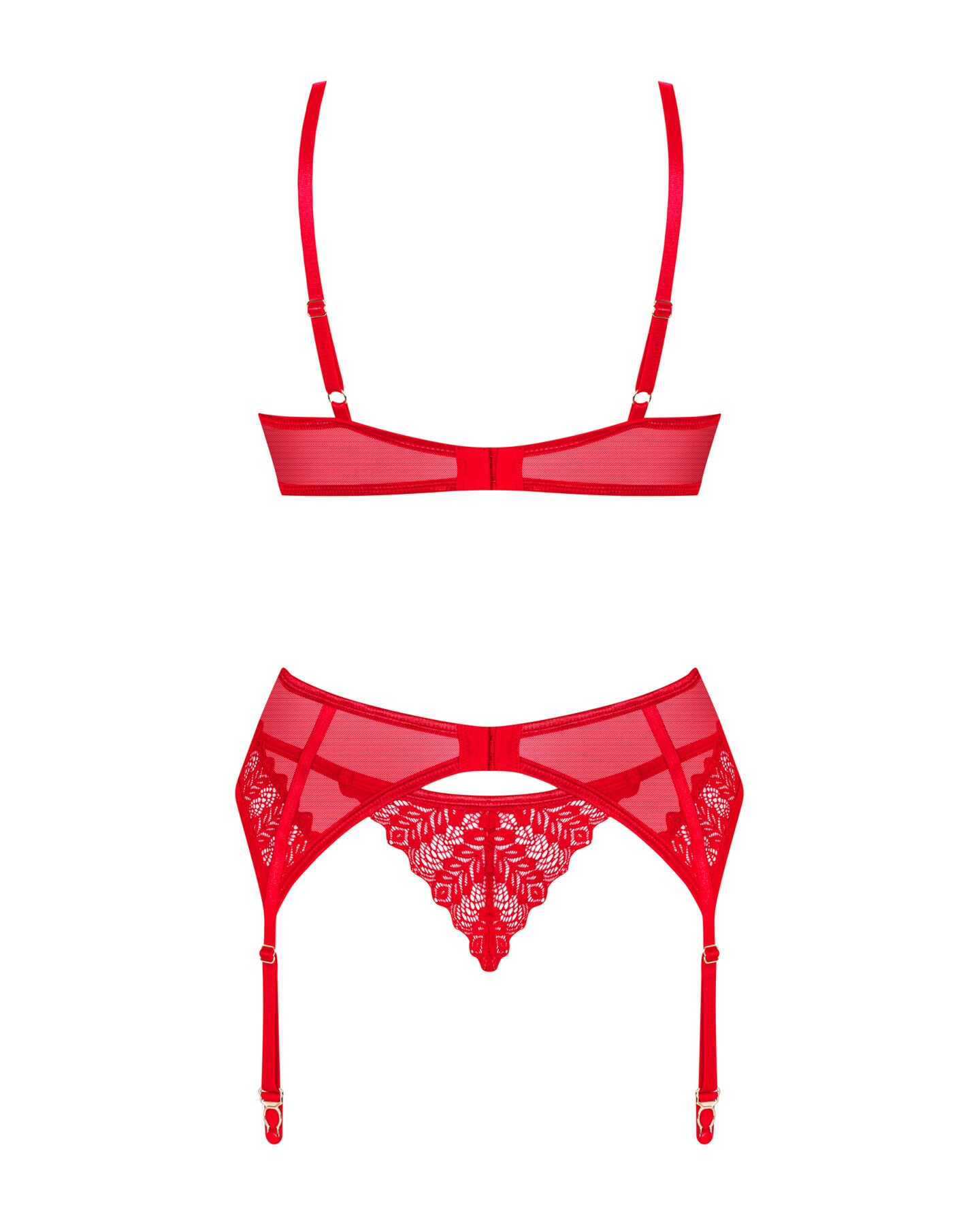 Комплект Obsessive Ingridia 3-pcs XS/S, червоний, елегантний дизайн