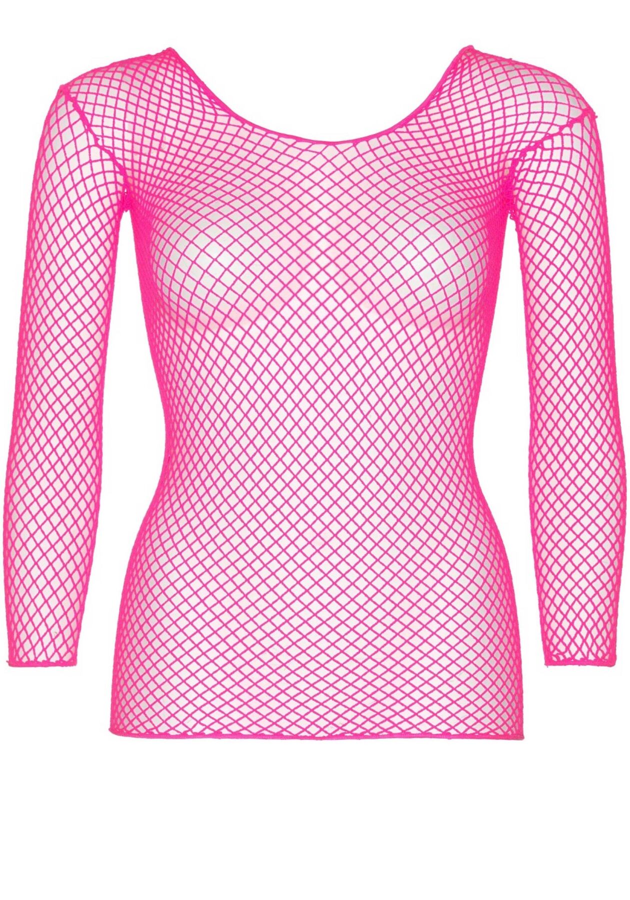 Сітчастий топ Leg Avenue Neon Pink, Довгі рукави, Один розмір