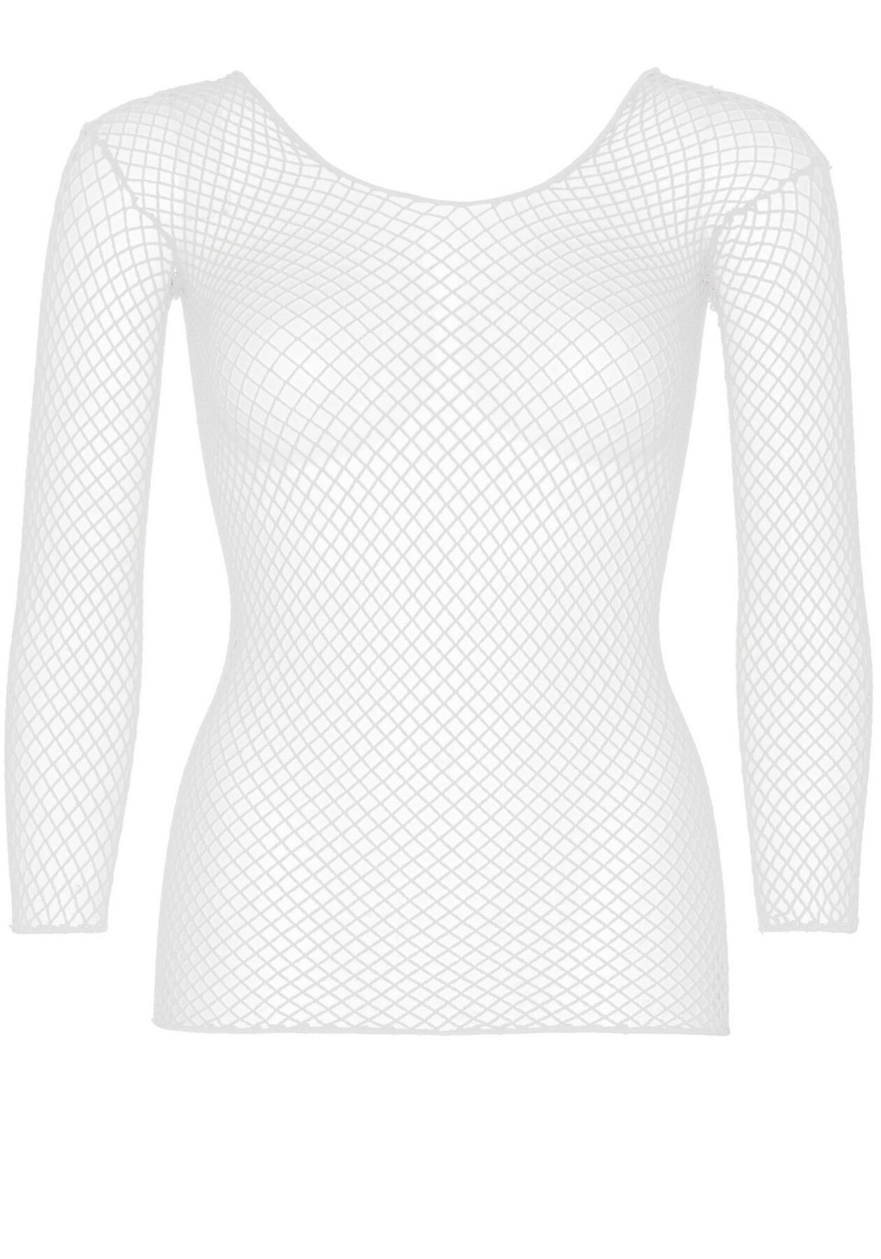 Сітчастий топ Leg Avenue з довгими рукавами, білий, One Size