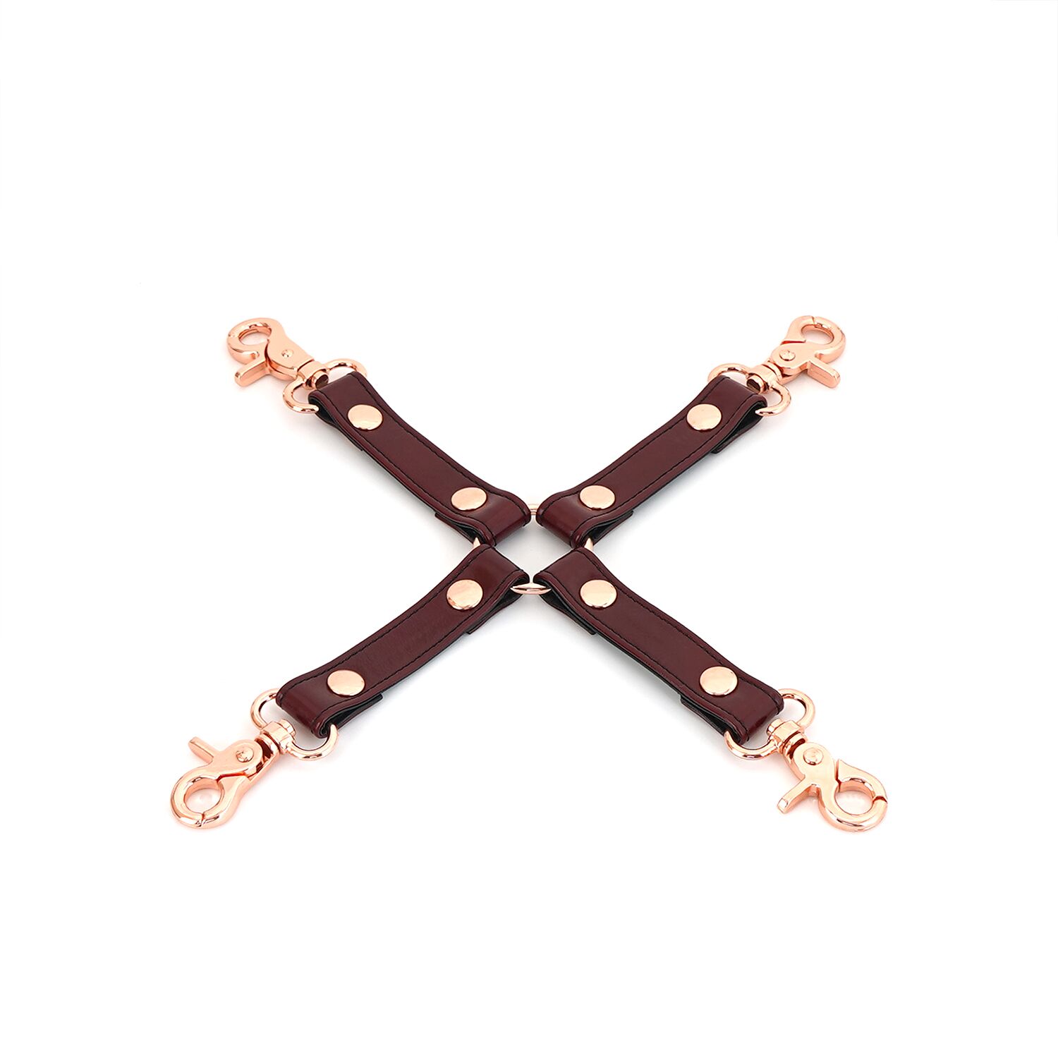 Шкіряна хрестовина Liebe Seele Wine Red Hogtie з карабінами