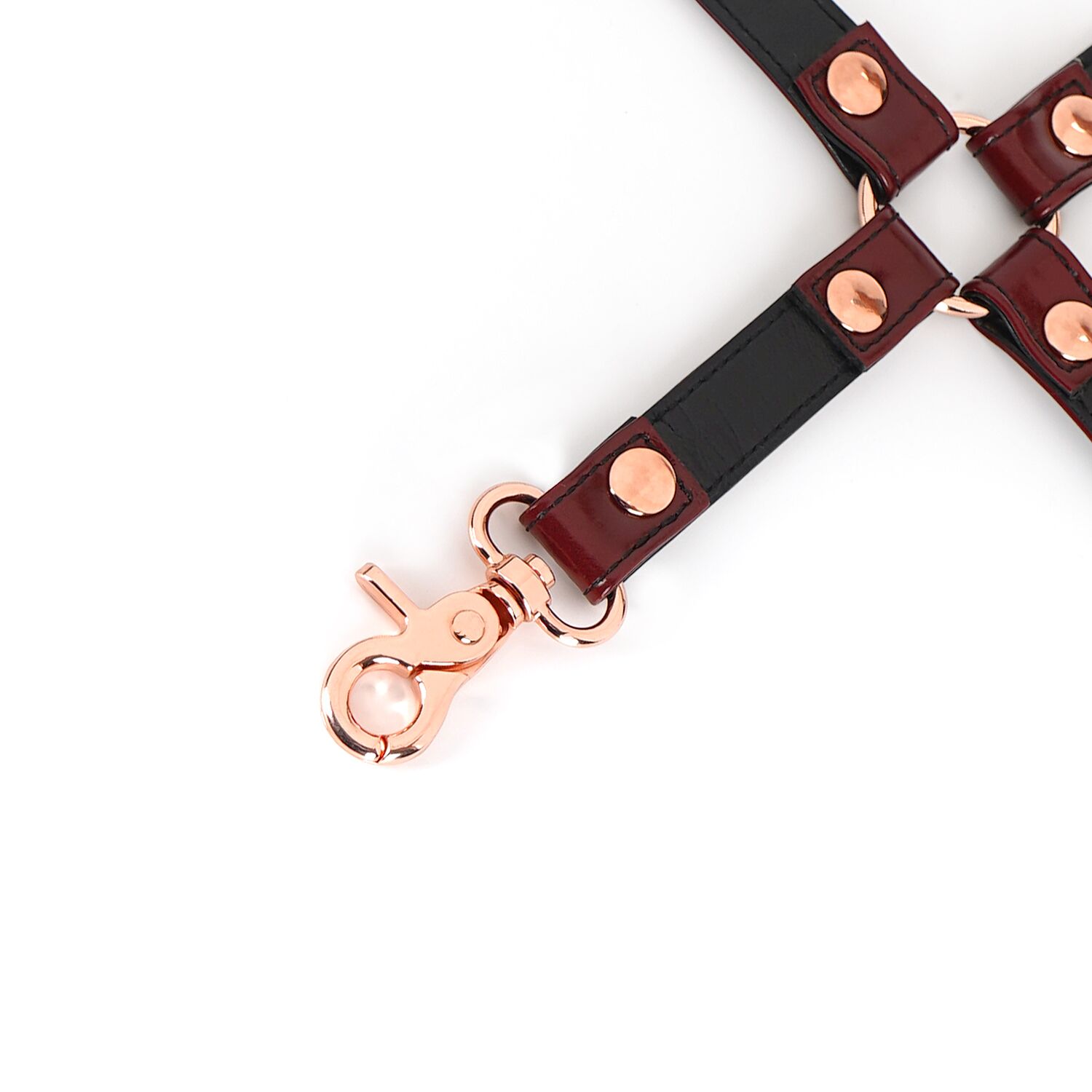 Шкіряна хрестовина Liebe Seele Wine Red Hogtie з карабінами