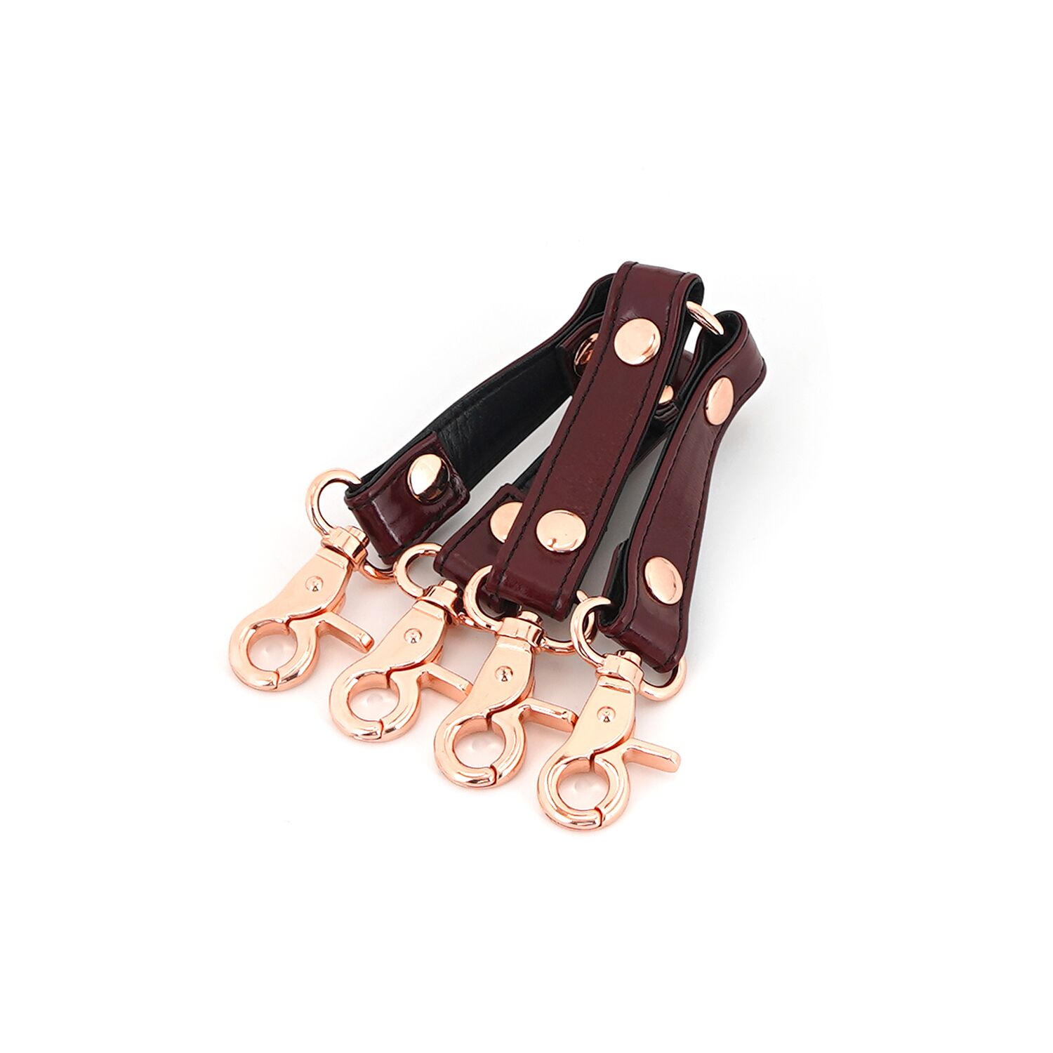 Шкіряна хрестовина Liebe Seele Wine Red Hogtie з карабінами