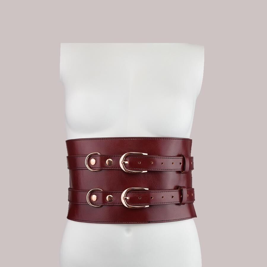 Шкіряний пояс Liebe Seele Wine Red Waist Cuff, M, для бондажу