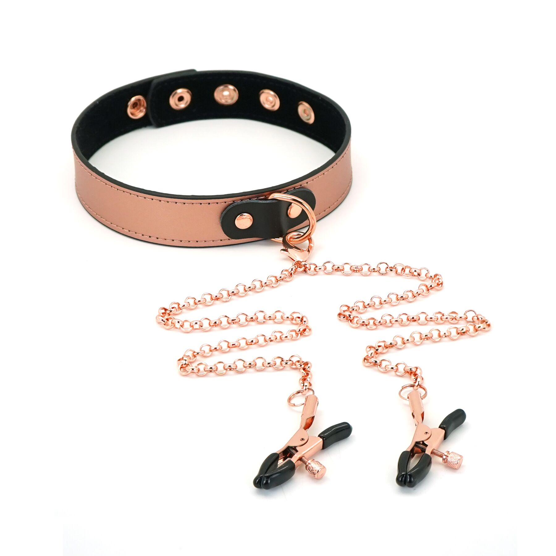 Нашийник із затискачами Liebe Seele Rose Gold, натуральна шкіра